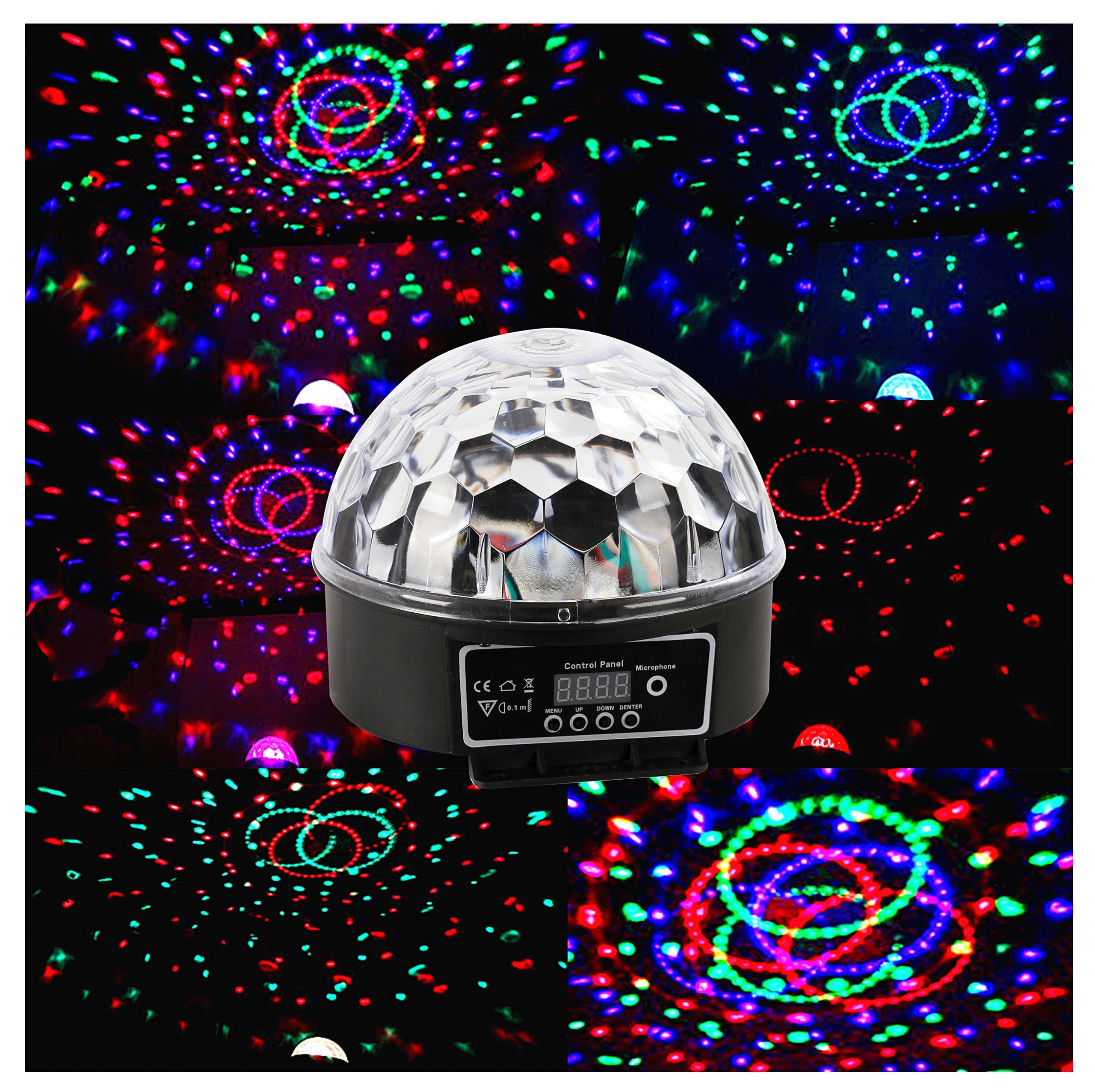 Mini LED Crystal and Magic Ball Stage Light for KTV Disco,etc with Sound Activated & Dmx-512(black,18w)