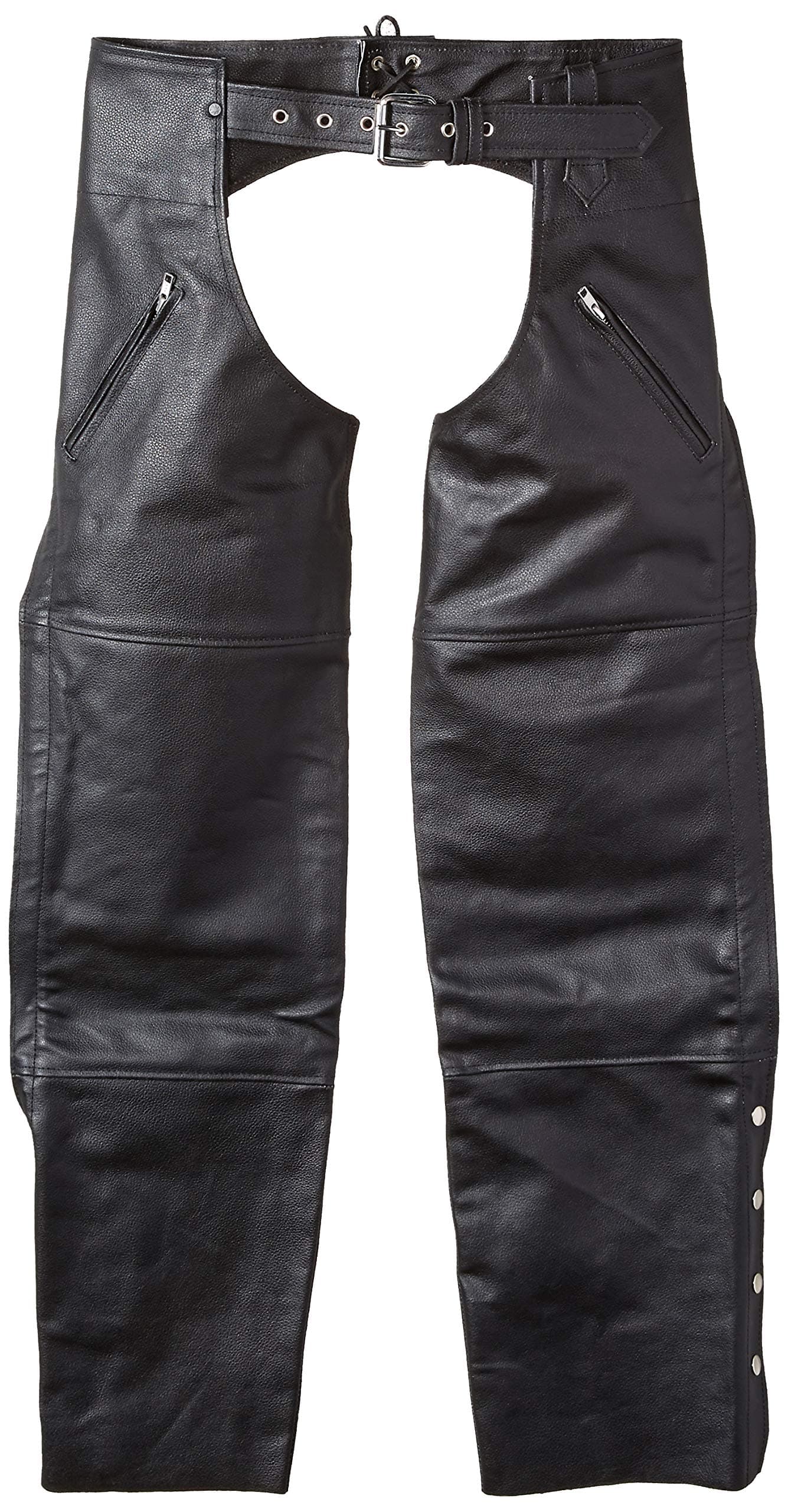 Nomad USA Deep Pocket Elastic Fit Motorcycle Leather Chaps (Small)