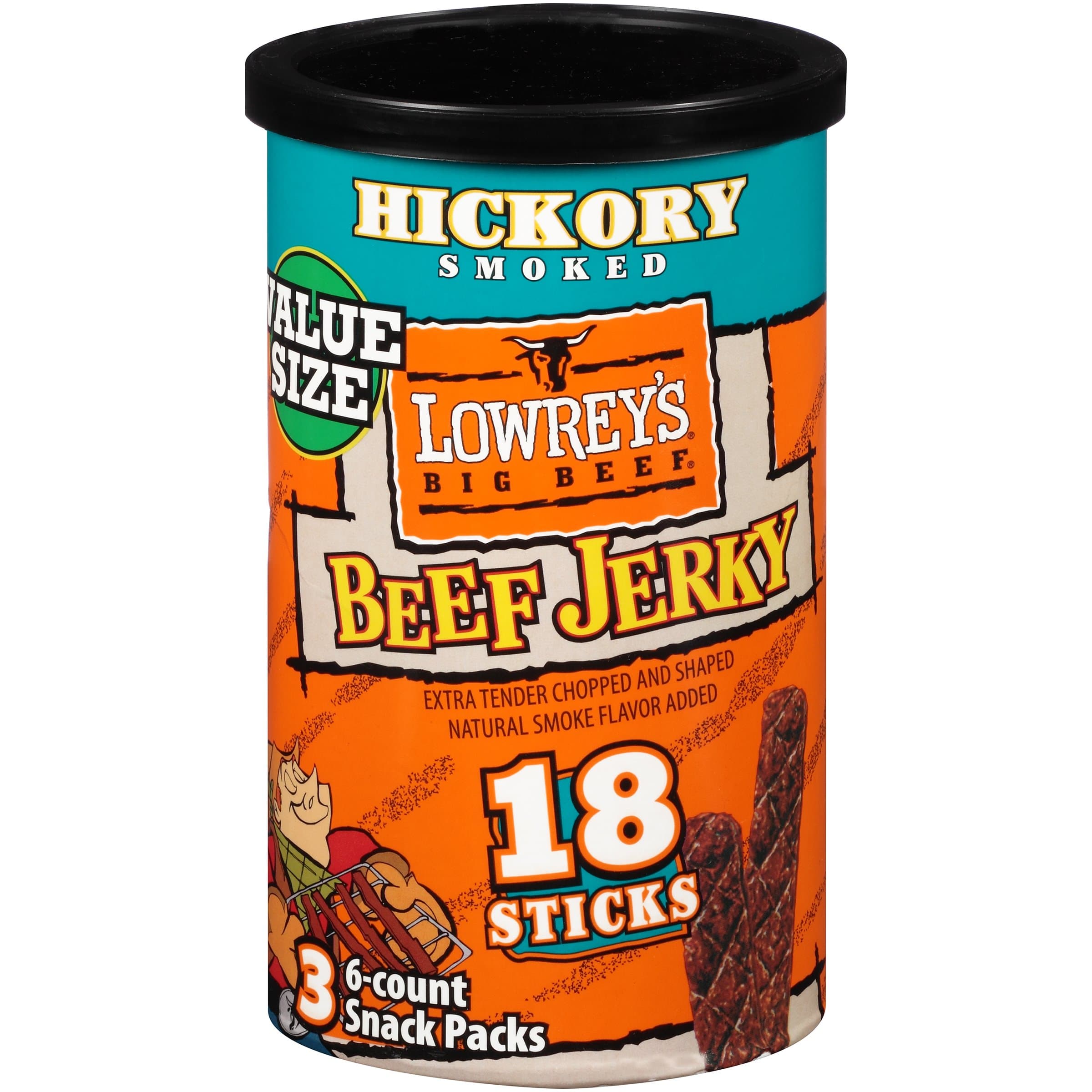 Lowrey's Hickory Smoked Tender Beef Jerky, 18 Count Sticks (Pack Of 8)