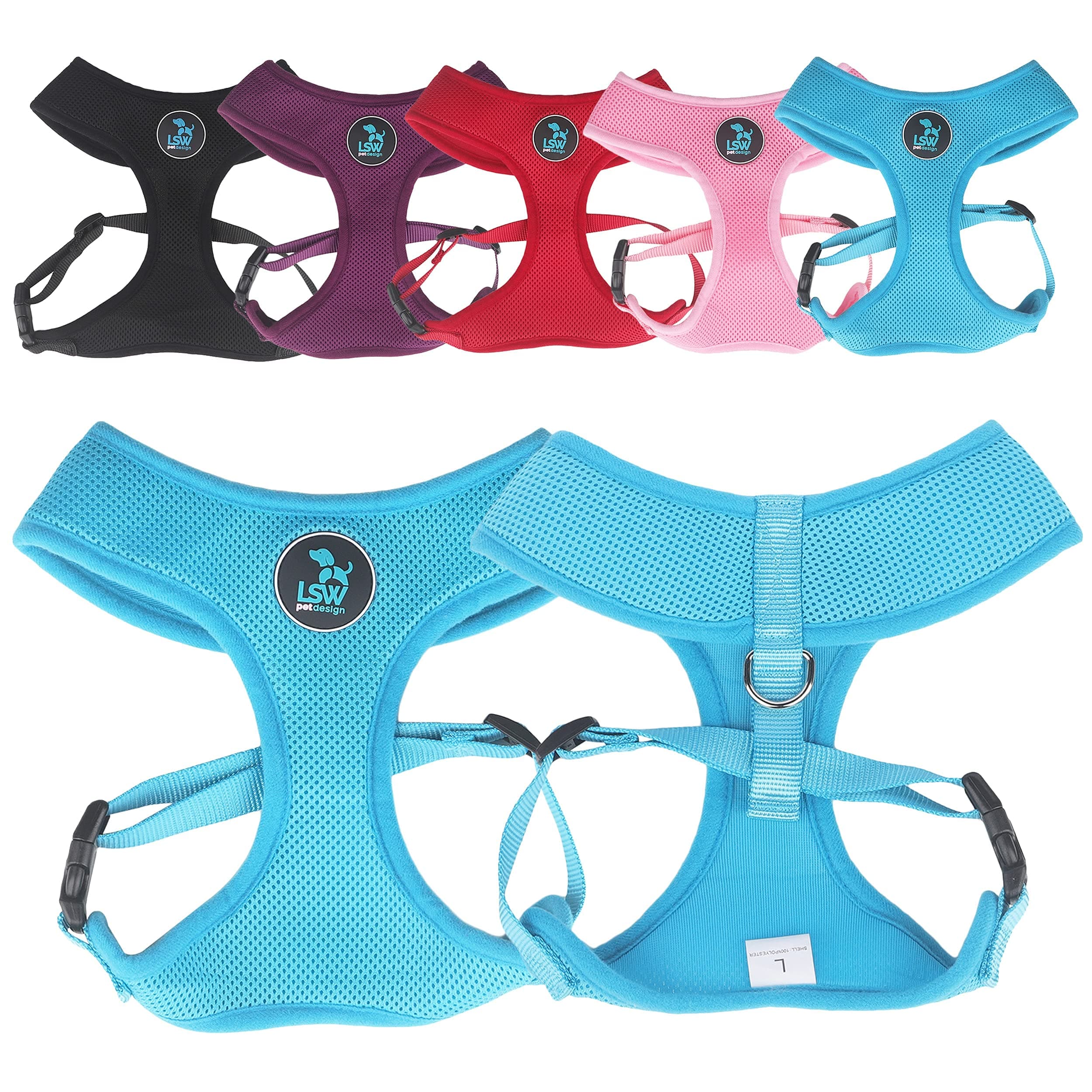 LSW Pet Design No Pull Small Dog Pet Harness Breathable Mesh and Sizes Blue Extra Small