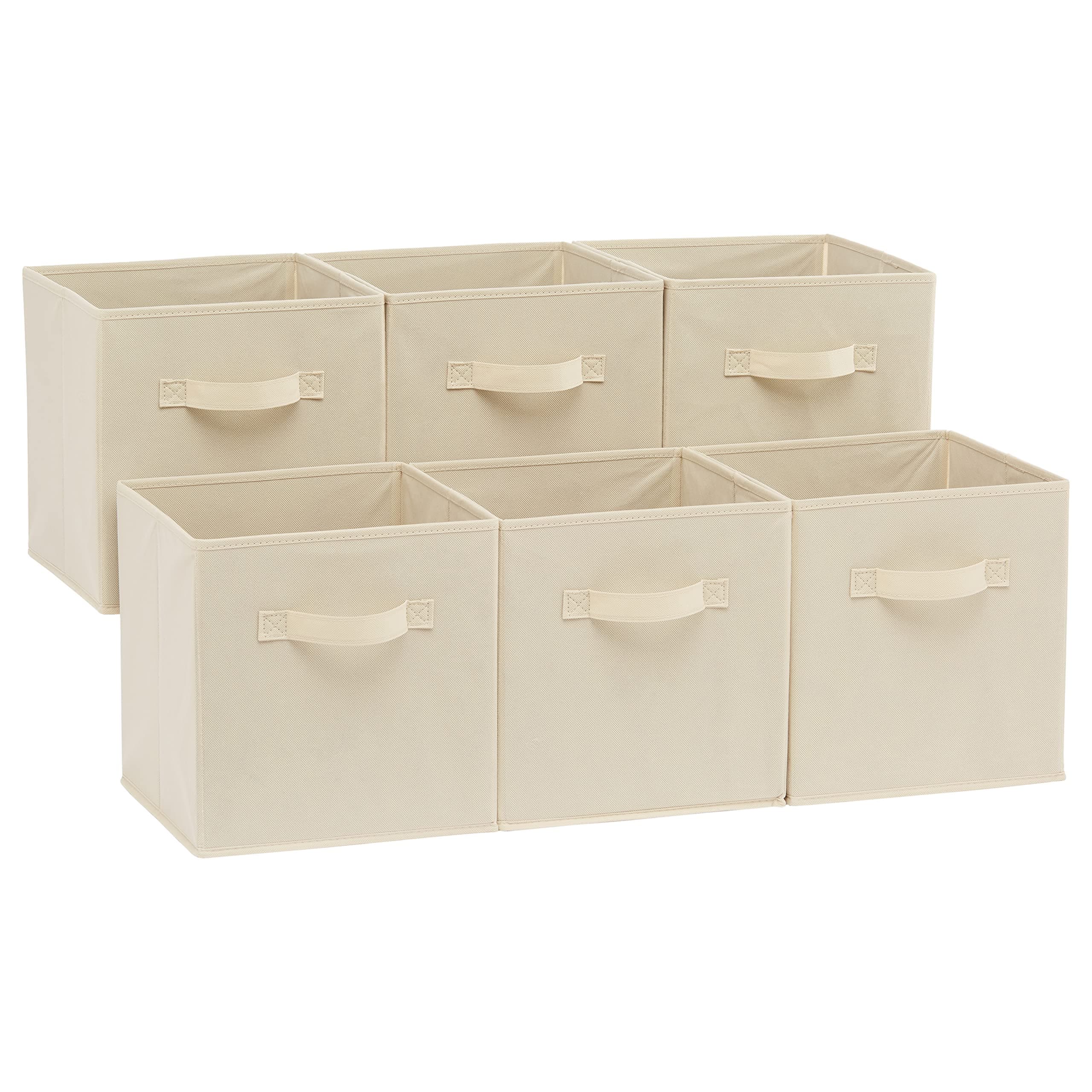 Square Foldable Storage Cubes (Beige) - 6 Pack, Fabric, Clothing