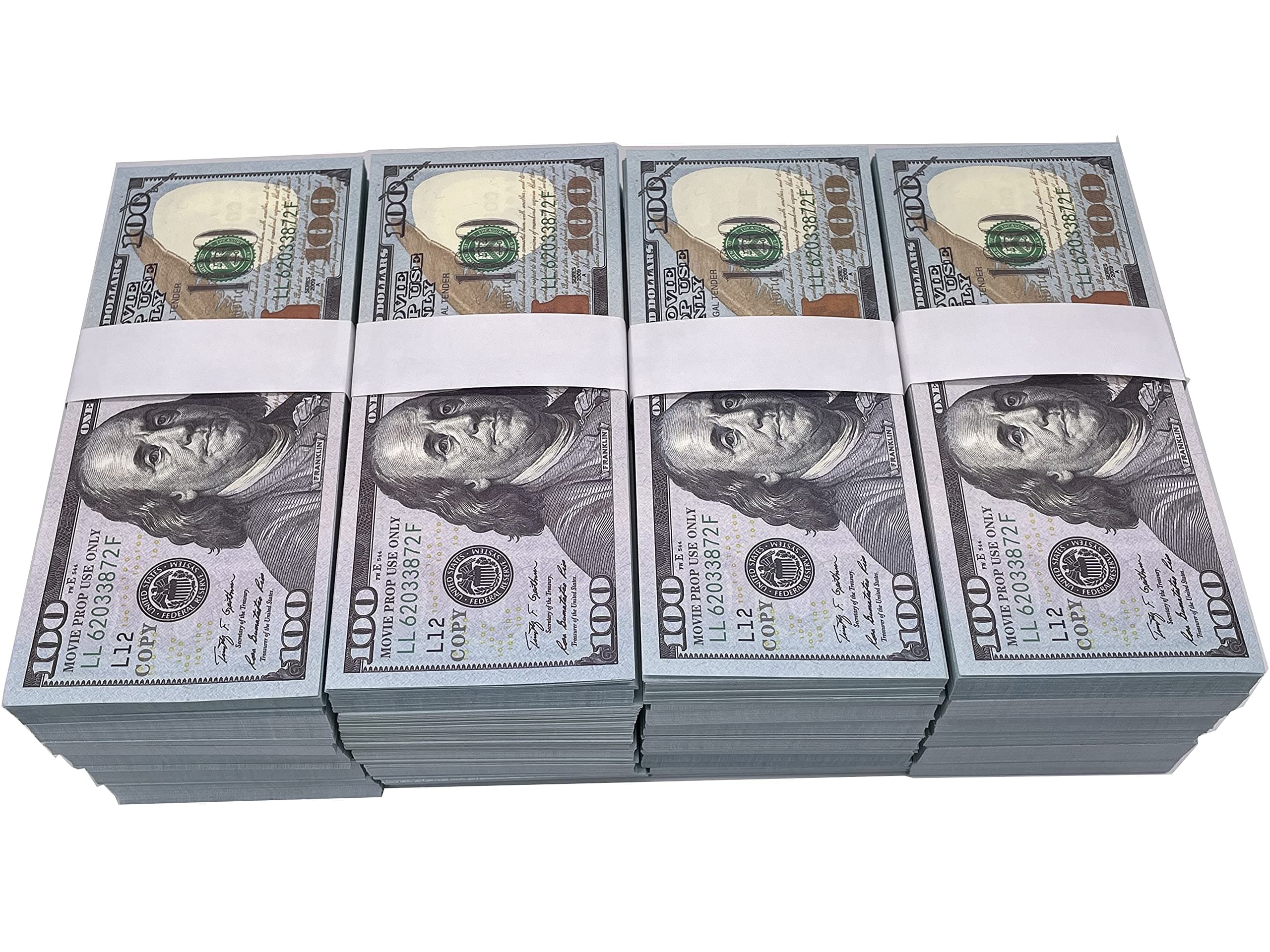 3 STACK Prop Money Full Print 2 Sided Motion Picture Money Face Money Dollar Bills Realistic Money Stacks,Copy Money Play Money That Looks Real for Movie, TV, Videos, One Size