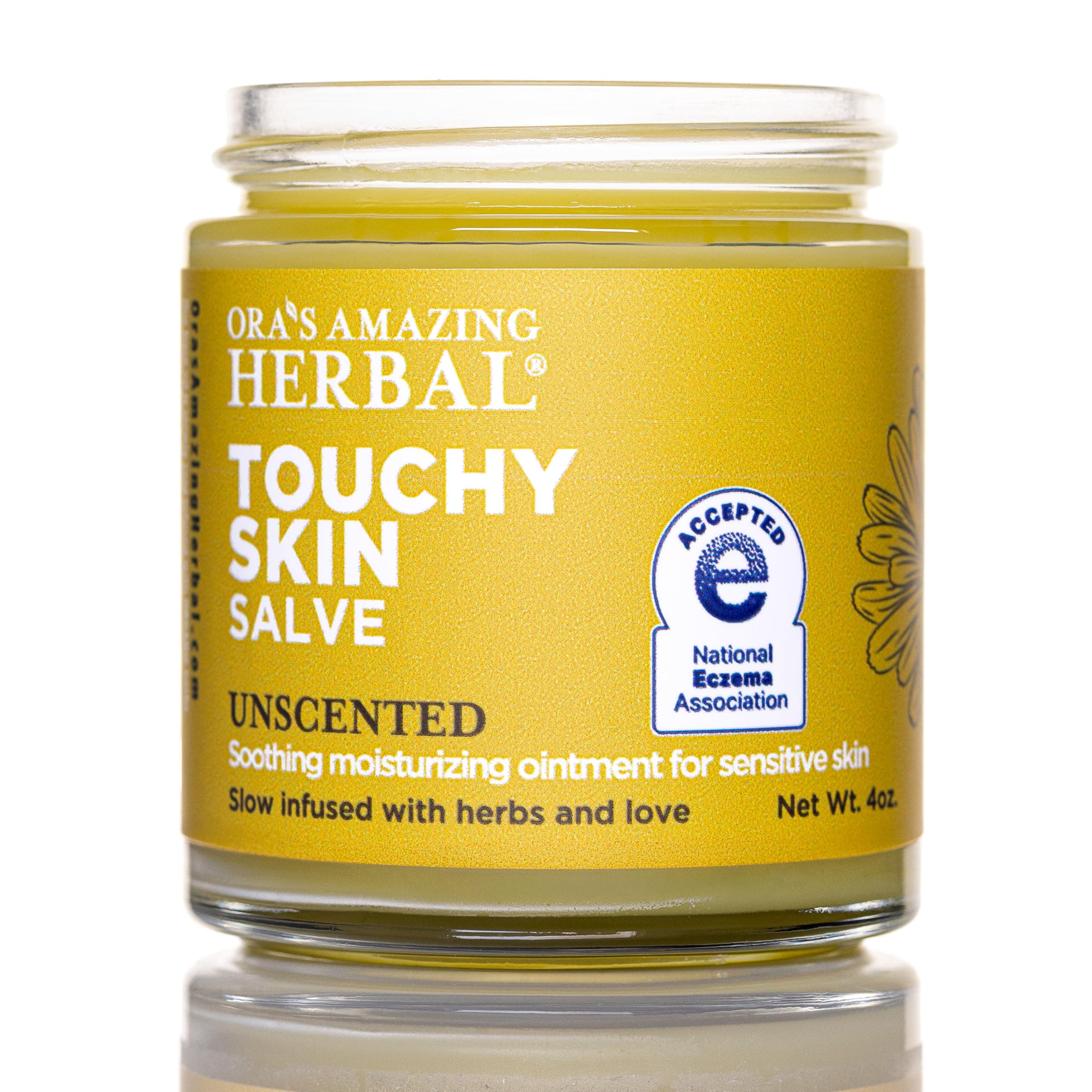 Touchy Skin Salve, Eczema Cream for Kids and Adults, Natural Sensitive Skin Treatment, Itch Cream, Calendula Ointment, Dry Skin Balm, Fragrance Free, 4 oz
