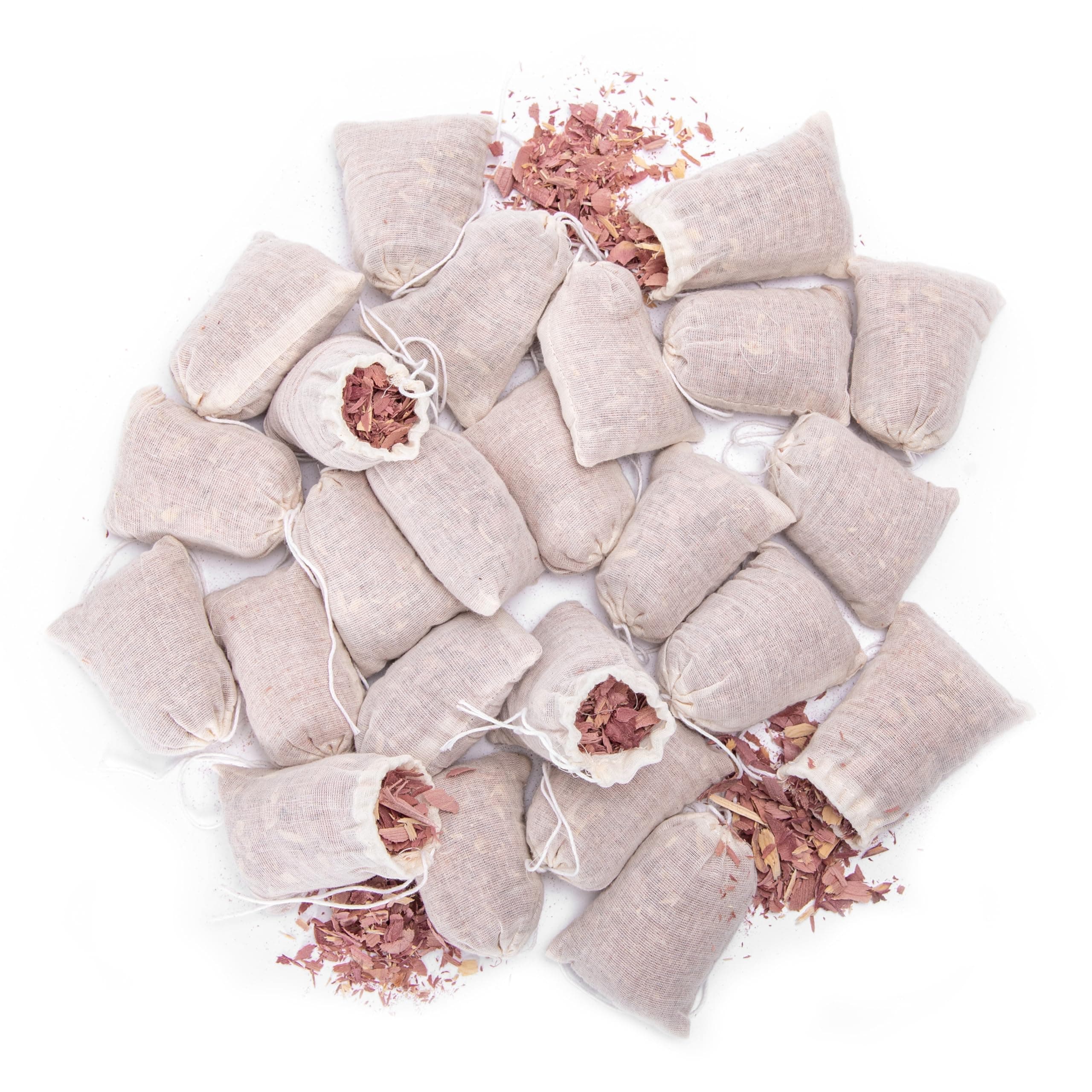 Pack of 24 Cedar Sachets Bag, Red Cedar Chips Sachets for Clothes Storage, Home Fragrance Sachet for Drawers and Closets, LV-F-CC-1