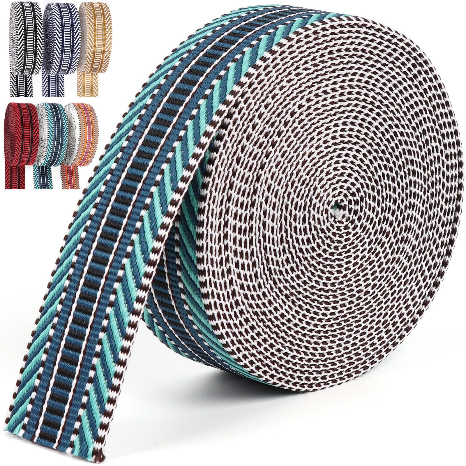 Nylon Webbing Ribbon 1.5 inch Striped Webbing Polyester Webbing Heavy Duty Ribbon for Crafts Bag Handles Camera Purse Strap DIY Pet Collars Leash Backpack Belt 6 Yards 38mm