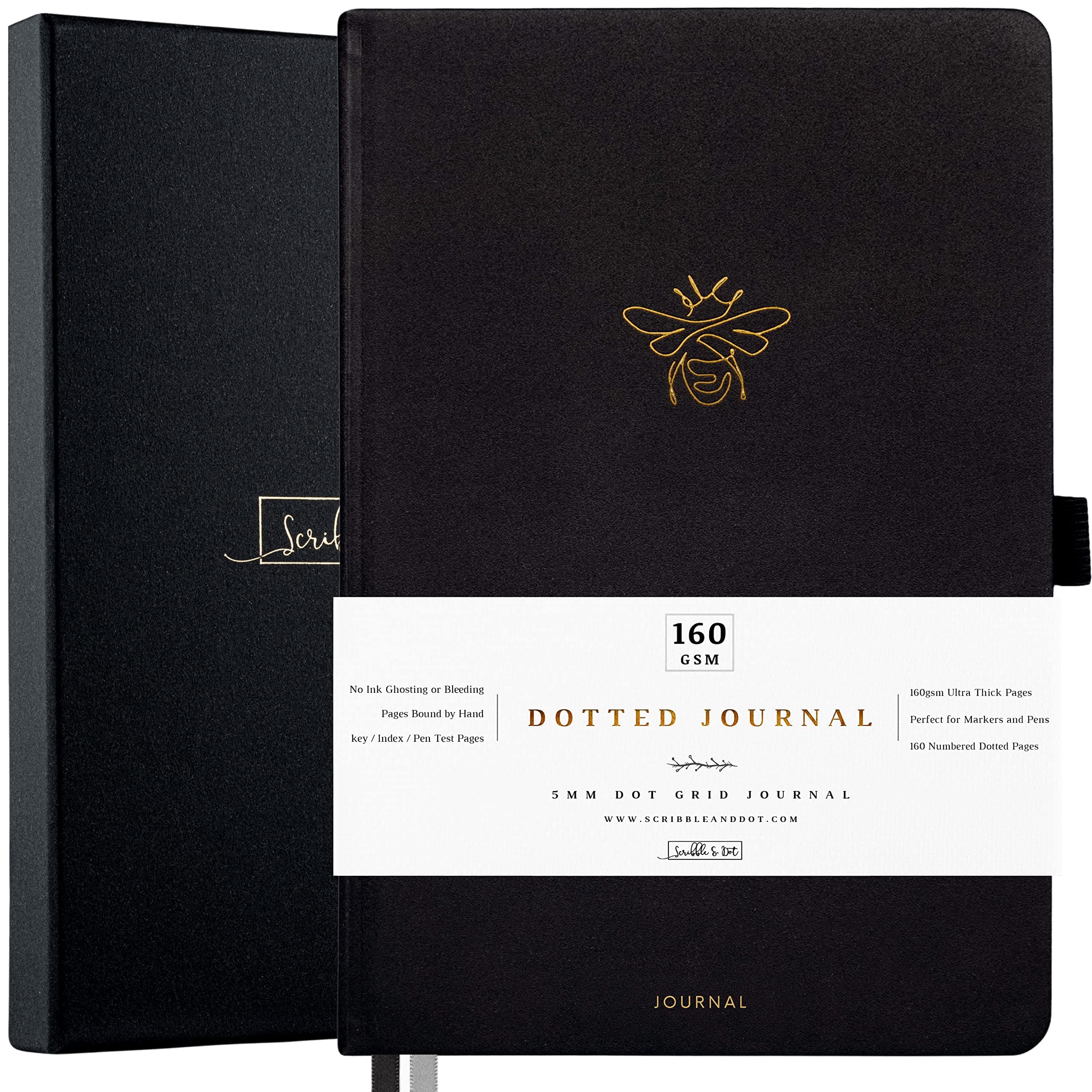 Scribble & Dot® Bullet Planner - Dotted Journal | A5 Ultra Thick 160gsm Paper - Premium Dotted Journal for Artists and Creators, Includes Pen Test Pages (Black)