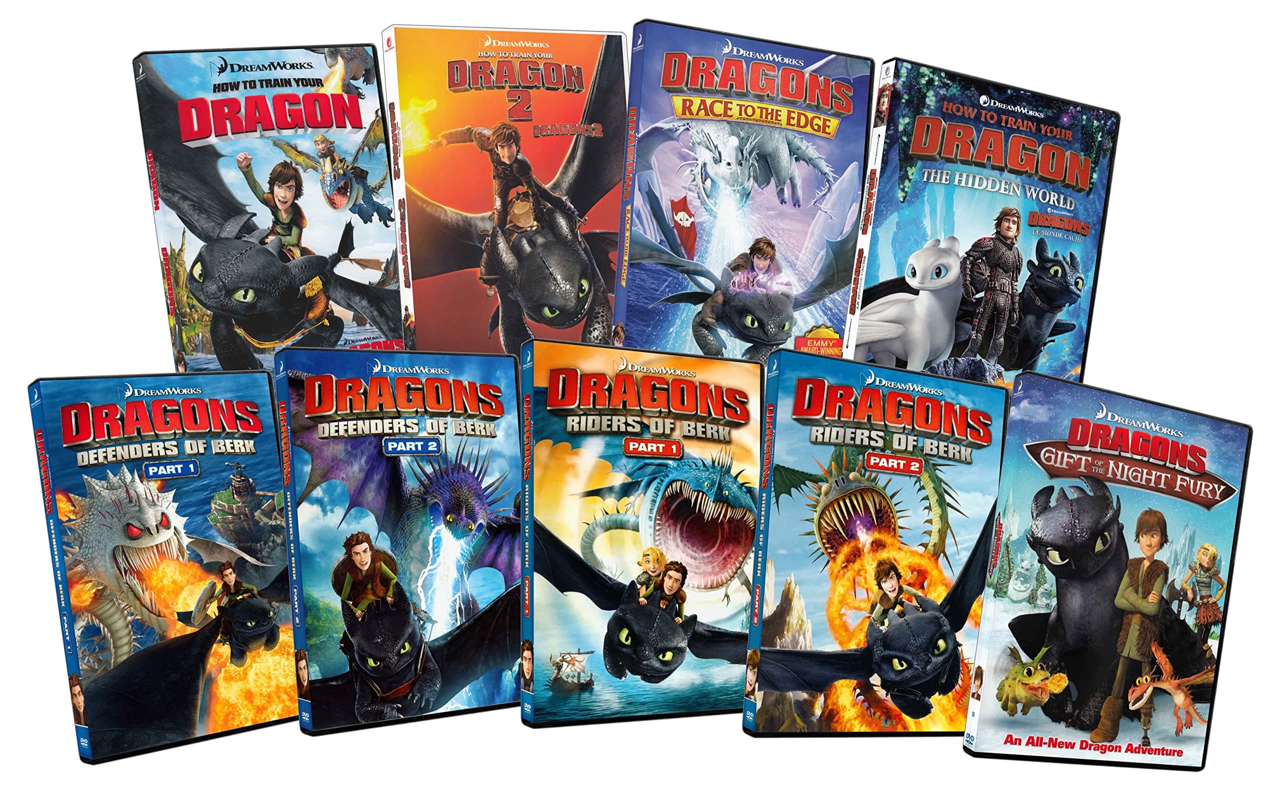 How To Train Your Dragon 1 & 2 / Dragons Defender Of Berk: Part 1 & 2 / Dragons Riders Of Berk: Park 1 & 2 / The Hidden World / Race To The Edge: Mystery of the Dragon Eye / Gift of the Night Fury