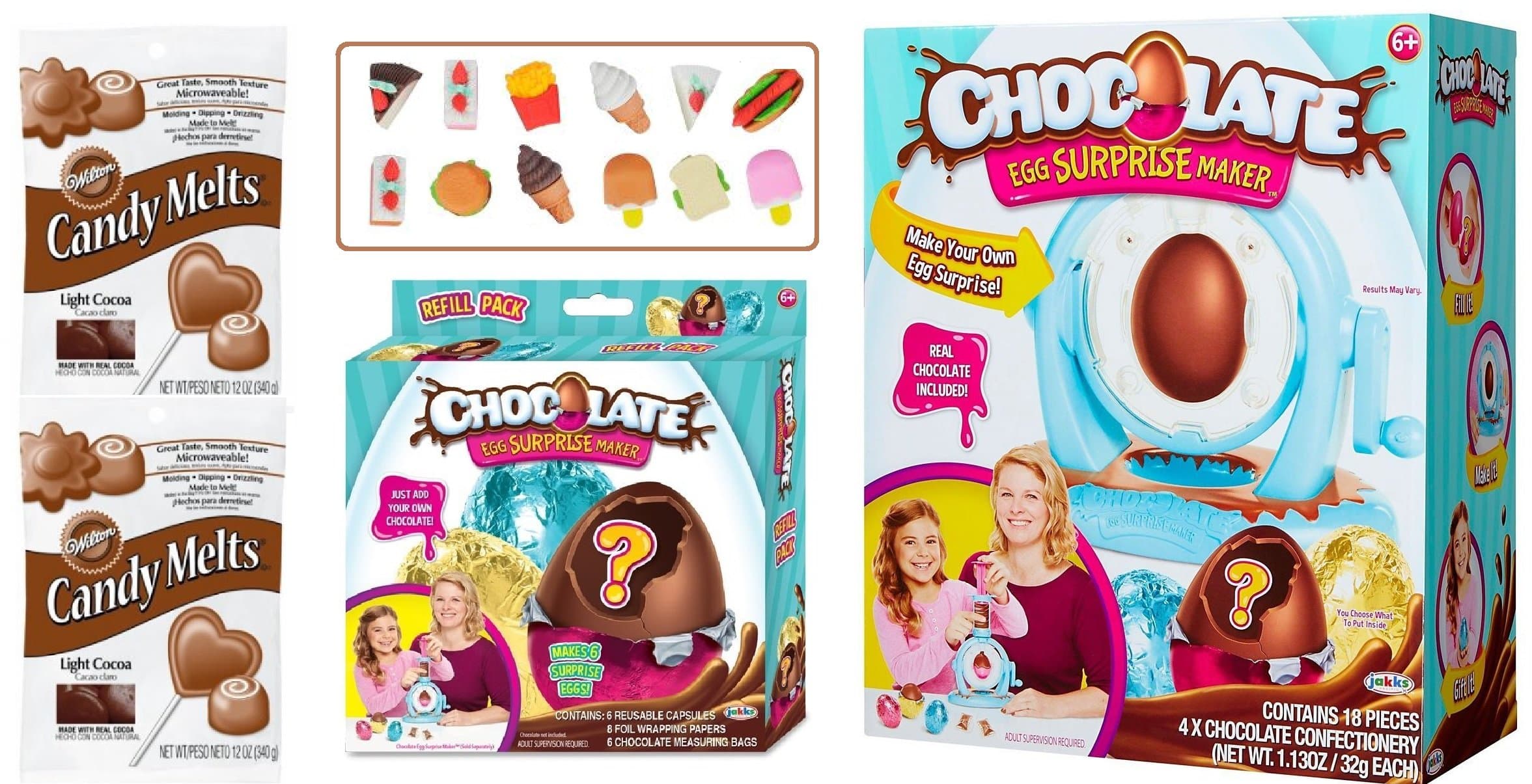 Chocolate Egg Surprise Maker Kit and Refill Pack with Bonus Suprise Toys for Inside Egg and Extra Melting Chocolate