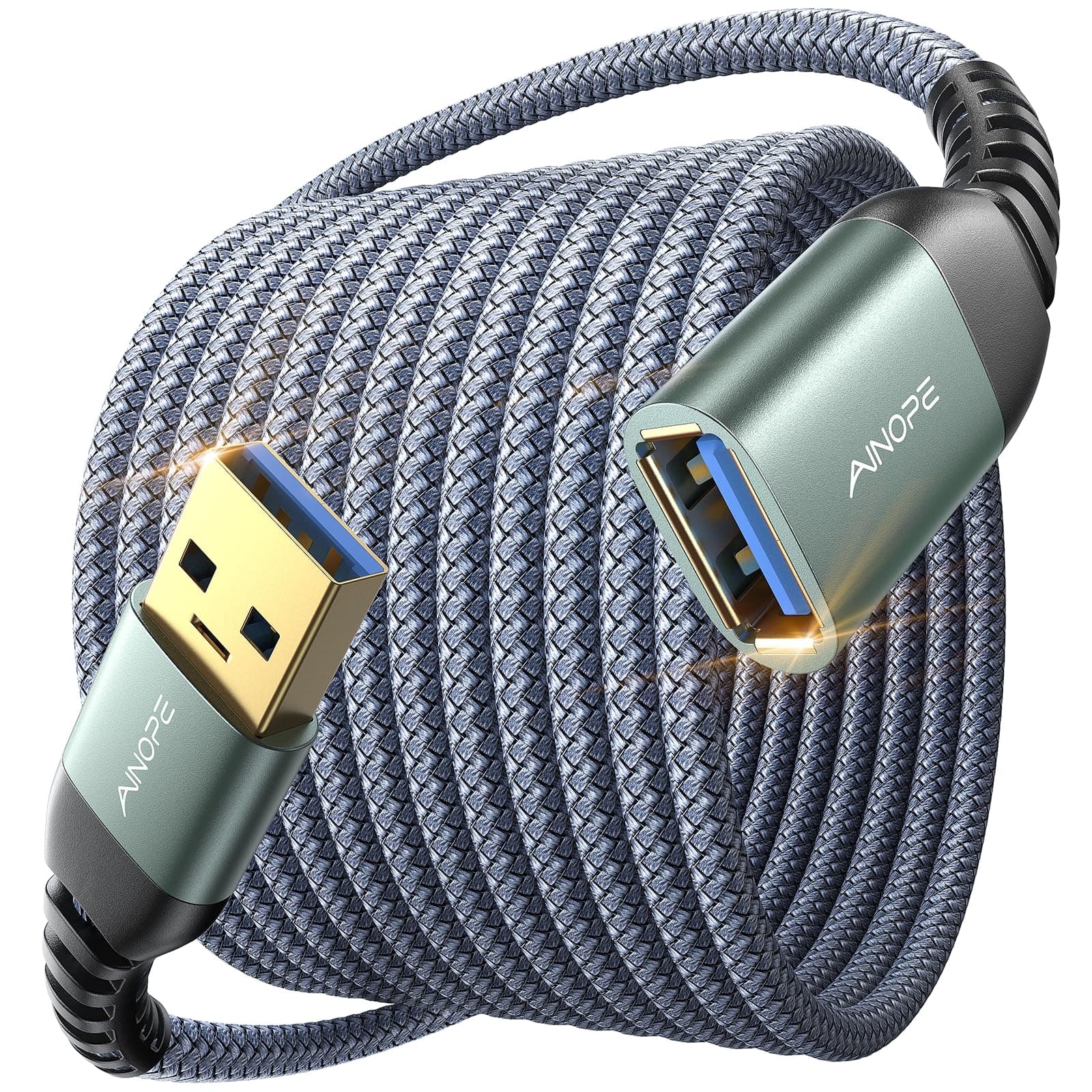 AINOPE 10FT USB 3.0 Extension Cable Type A Male to Female Extension Cord Durable Braided Material High Data Transfer Compatible with USB Keyboard,Mouse,Flash Drive, Hard Drive,Printer