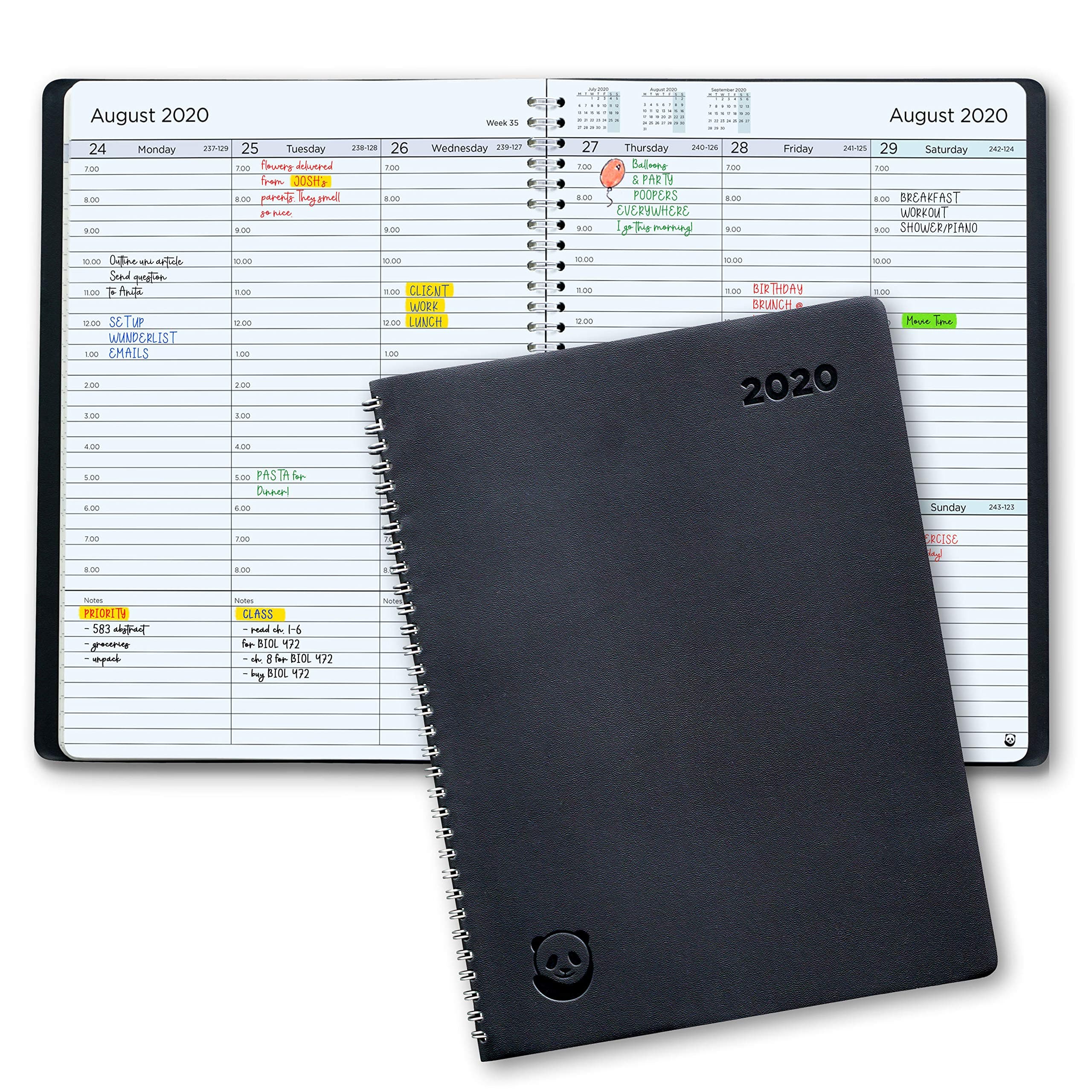 2020 Diary by SmartPanda – A4 Week to View Dated Planner – Simple Design Inspires Productivity – Softcover Appointment Book, 30 Minute Intervals – Annual Calendar with Notes