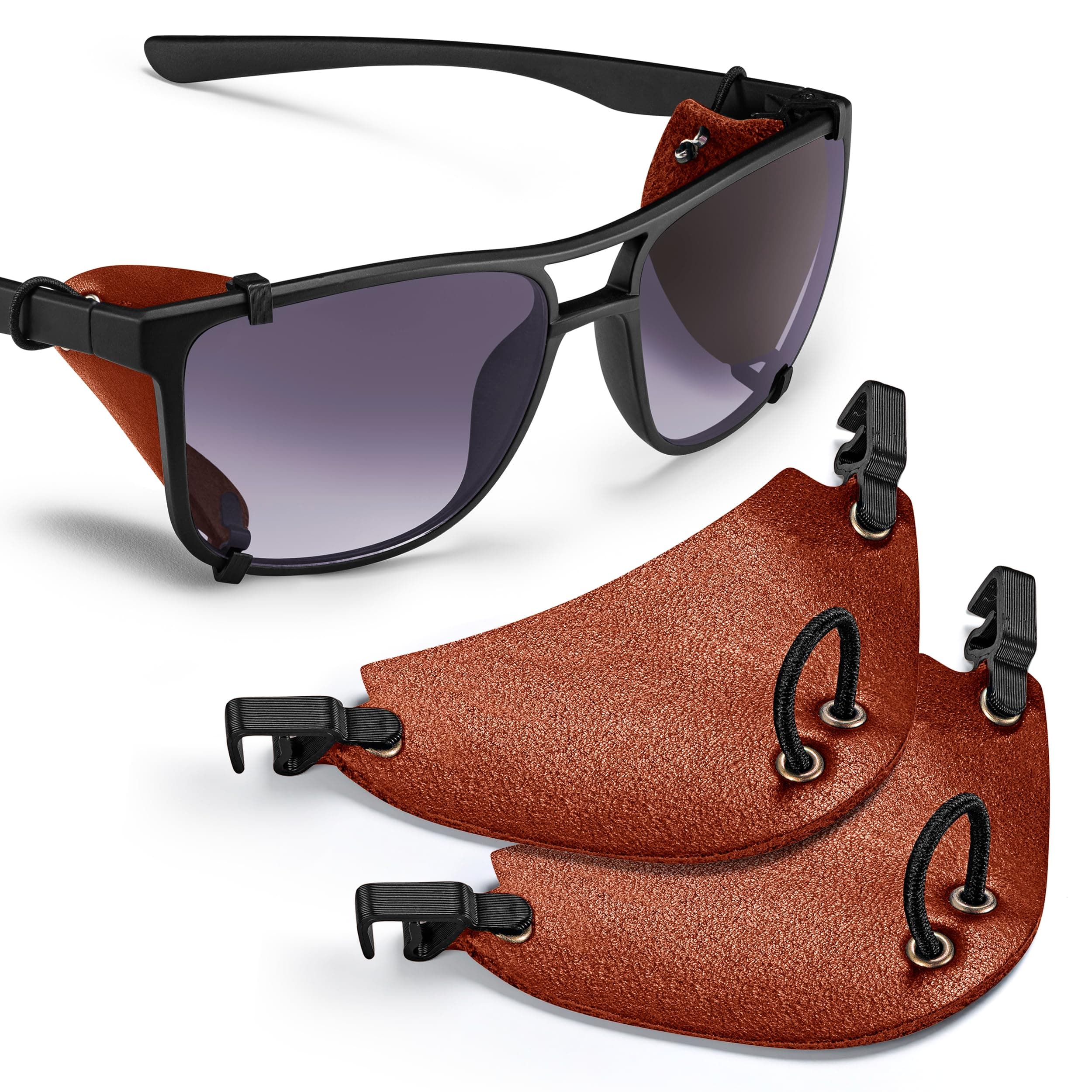 Premium Leather Side Shields for Sunglasses – Handmade & Removable, Sun & Wind Protection for Outdoor Eyewear