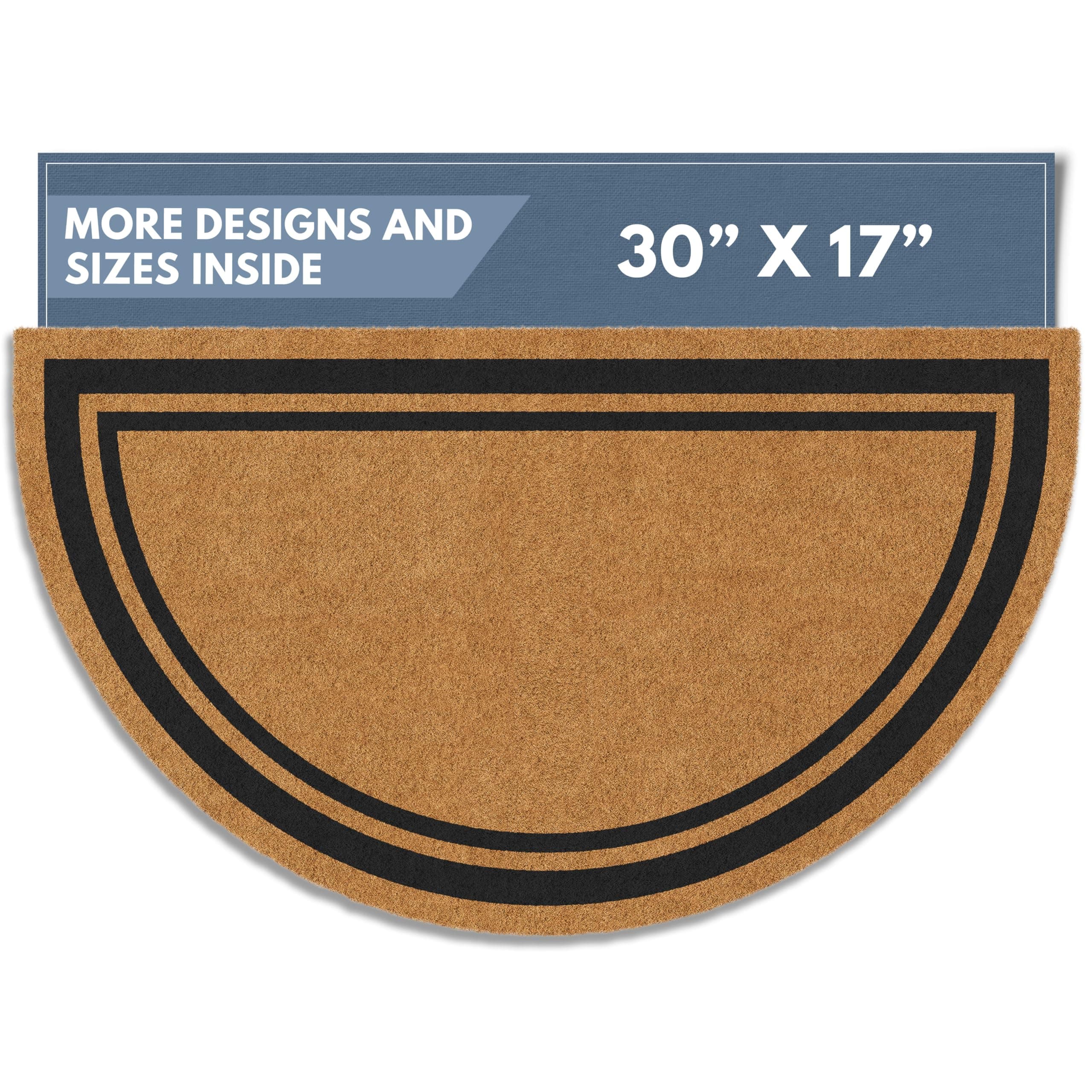 Barnyard Designs Natural Coco Coir Doormat Welcome Mat for Front Door & Outdoor Entrance, Large Door Mat for Indoor Entrance or Porch Entry, Brown (17x30, Border)