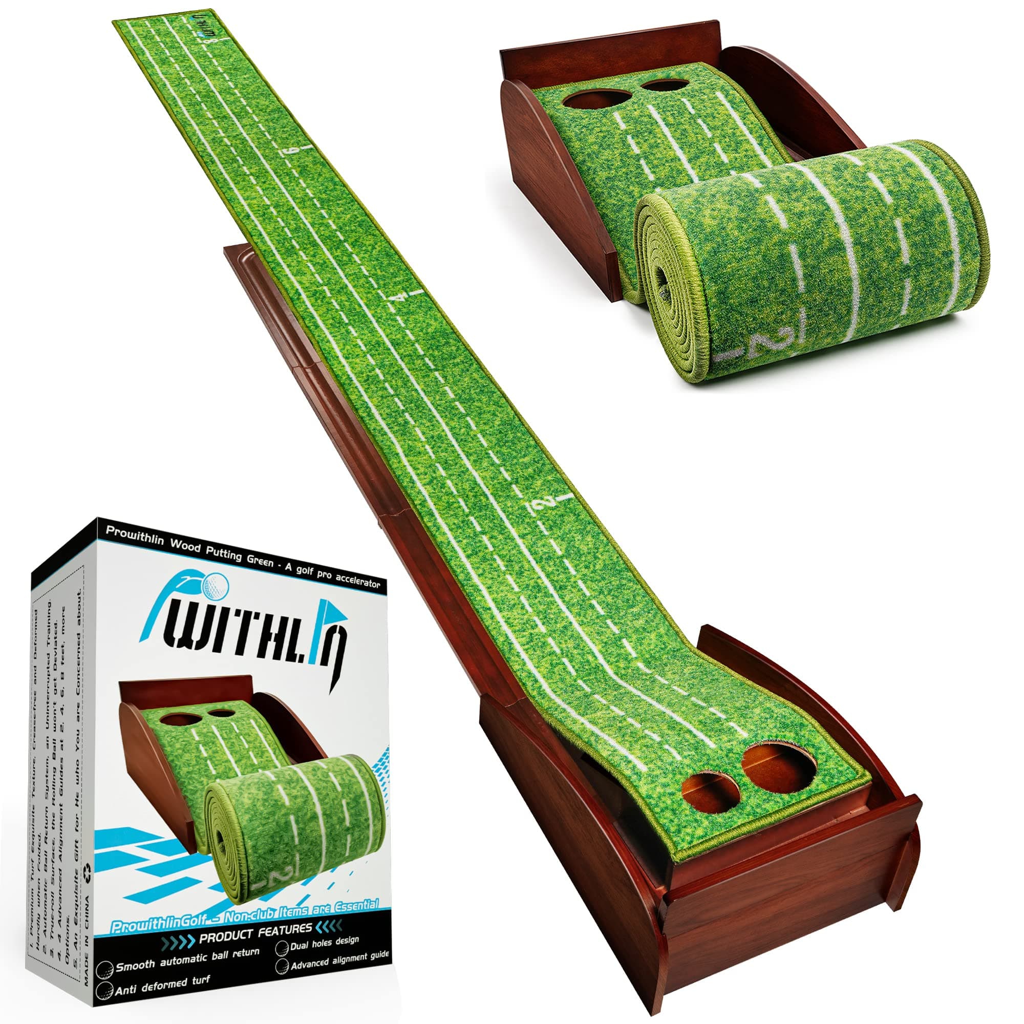 Putting Green Indoor, Golf Putting Mat with Ball Return, Mini Golf Practice Training Aid, Golf Accessories Golf Gift for Men