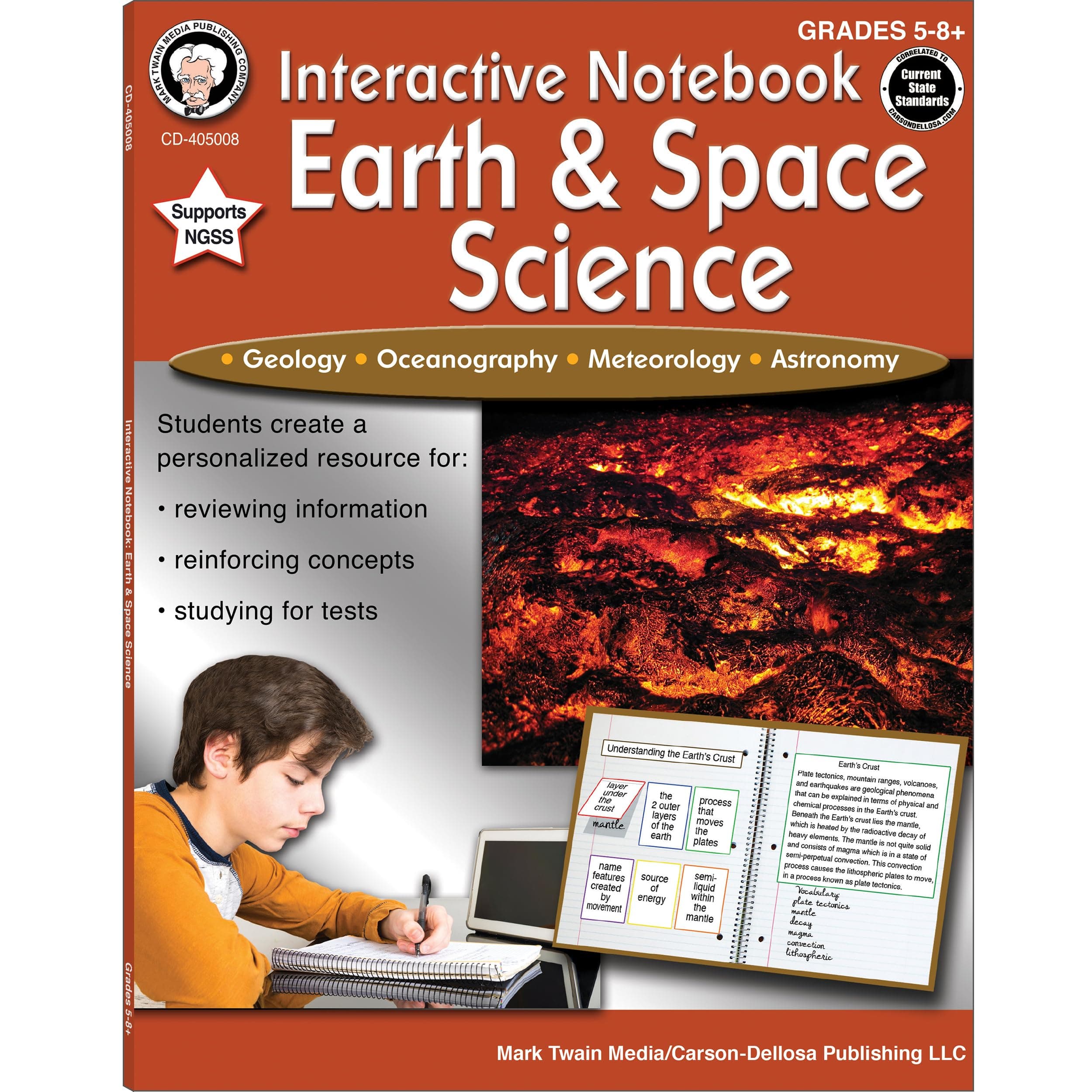 Mark Twain Earth & Space Science Interactive Books, Grades 5-8, Geology, Oceanography, Meteorology, and Astronomy Books, 5th Grade Workbooks and Up, Classroom or Homeschool Curriculum