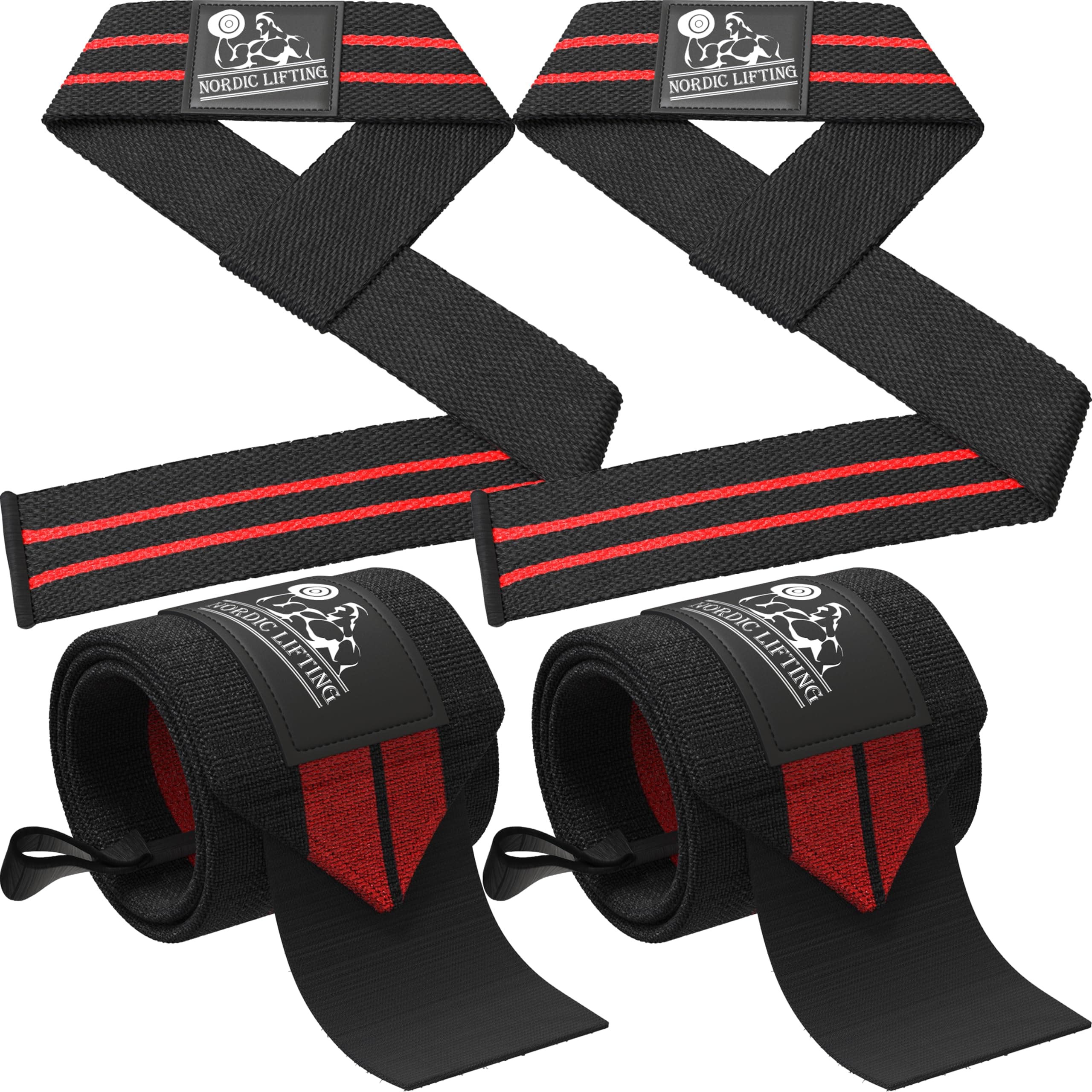 Wrist Wraps + Lifting Straps Bundle (2 Pairs) for Weightlifting, Cross Training, Workout, Gym, Powerlifting, Bodybuilding - Support for Men/Women, Avoid Injury During Weight Lifting