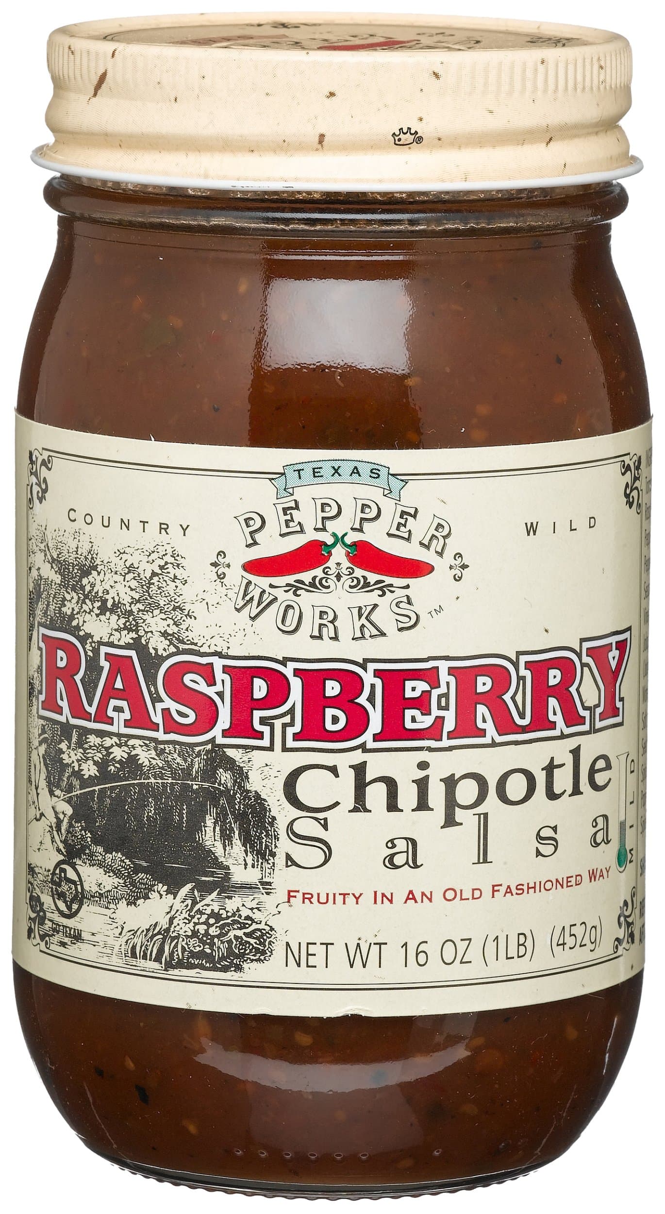 Texas Pepper Works Raspberry Chipotle Salsa, Fruity in an Old-Fashioned Way, Mild, 16-Ounce Jars (Pack of 3)
