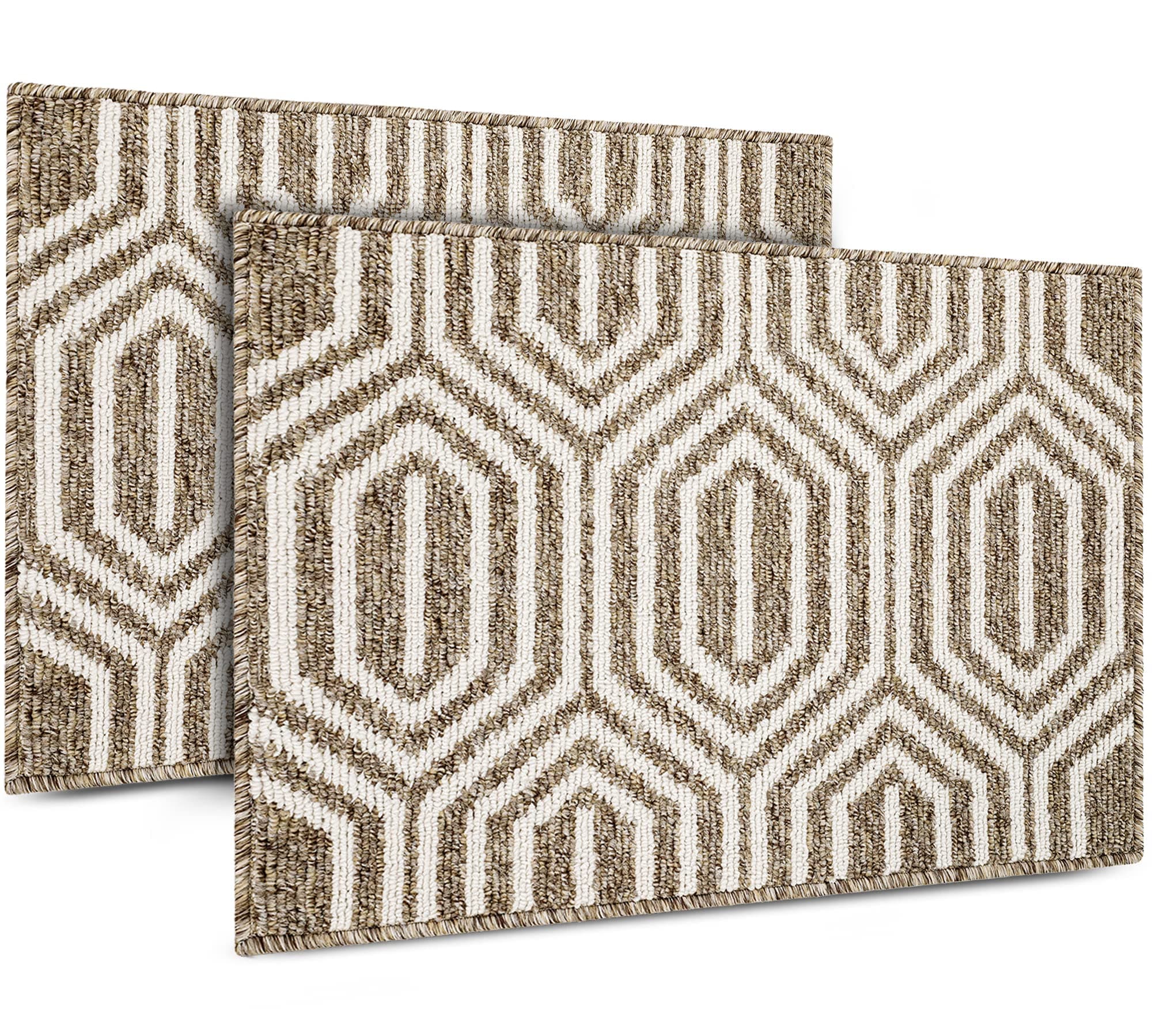 Emerson 2-Pack Indoor Doormats, 32" x 20" – Low Profile Front Door Mats – Welcome Outdoor Entrance Rugs – Machine Washable & Water Absorbent – Home Entryway Mats – Heavy Duty + Non-Slip (Brown)