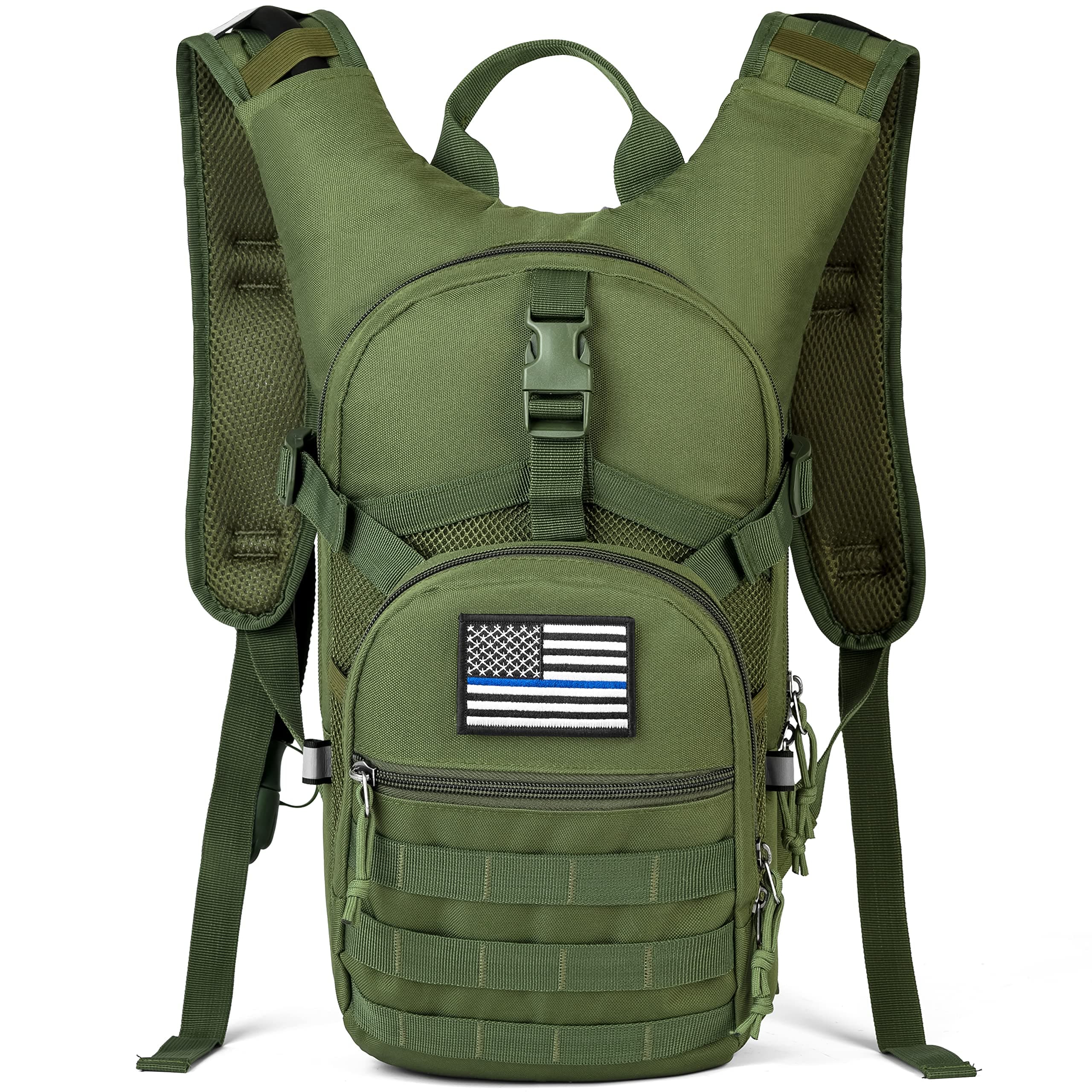 SHARKMOUTH Tactical Molle Hydration Backpack - Small Military Hydration Pack with 2L Water Bladder - Insulated Water Backpack for Hiking Running