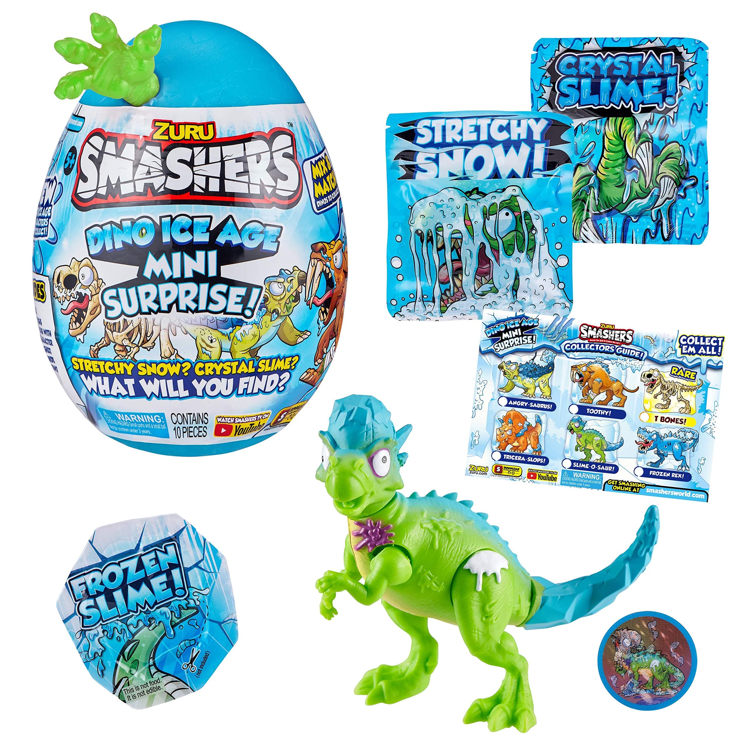 Smashers Dino Ice Age Pachyephalosaurus by ZURU Mini Egg with Many Surprises! - Slime, Dinosaur Collectibles & Exclusive, Smashable Egg, Toys for Boys and Kids (Pachyephalosaurus)