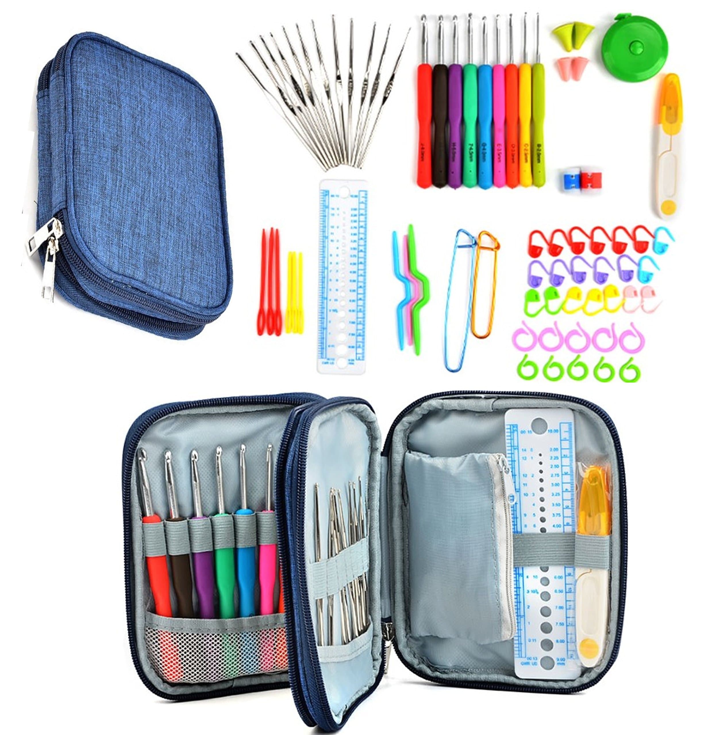 Crochet Hooks Set SUNMI Ergonomic Crochet Hooks Silicon Grips Handle with No Hand Pain! 72 Knitting Tool Accessories Crochet Kit with Sturdy Case