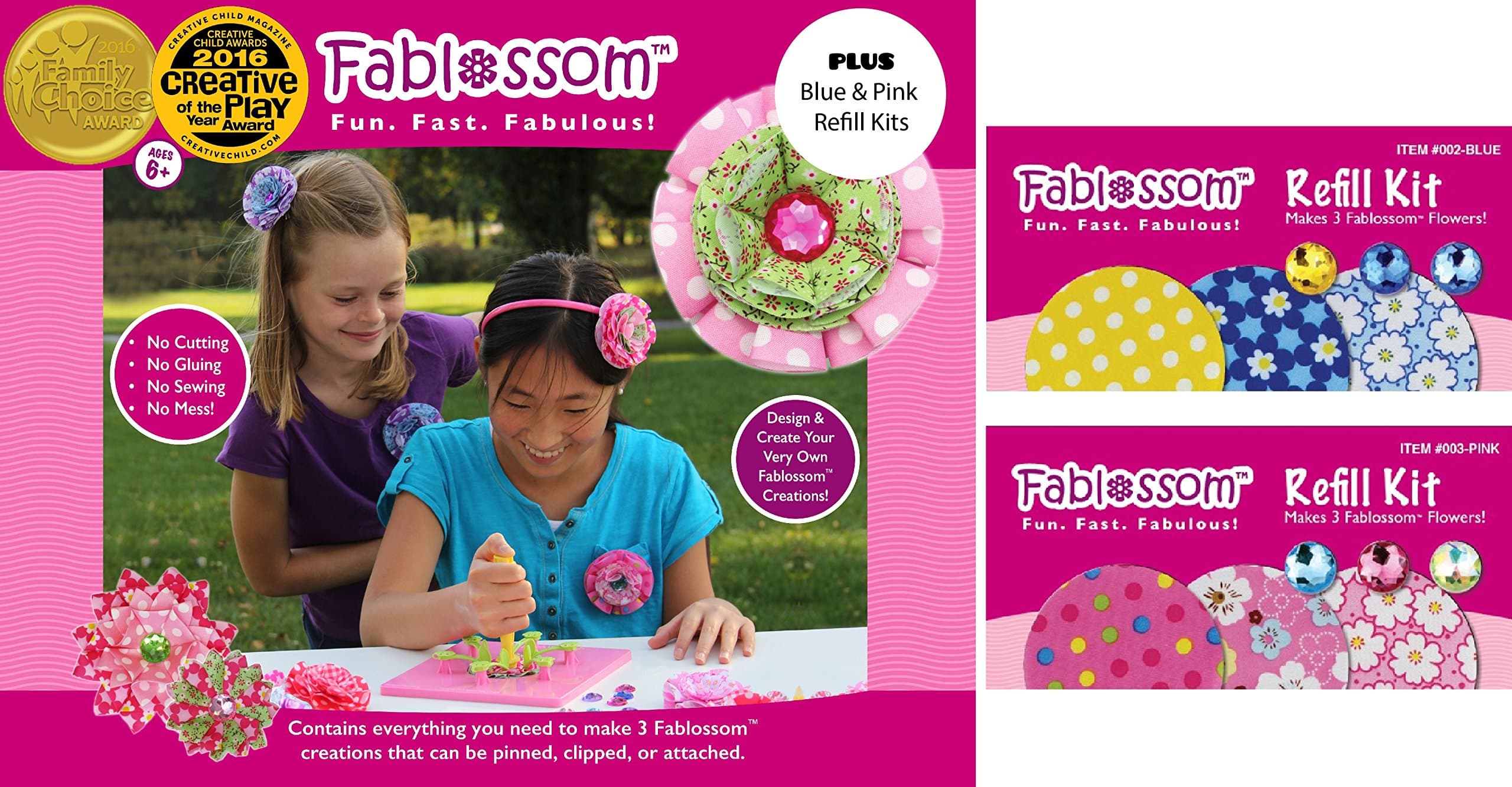 Fablossom Fabric Starter Kit Plus Blue & Pink Refill Kits