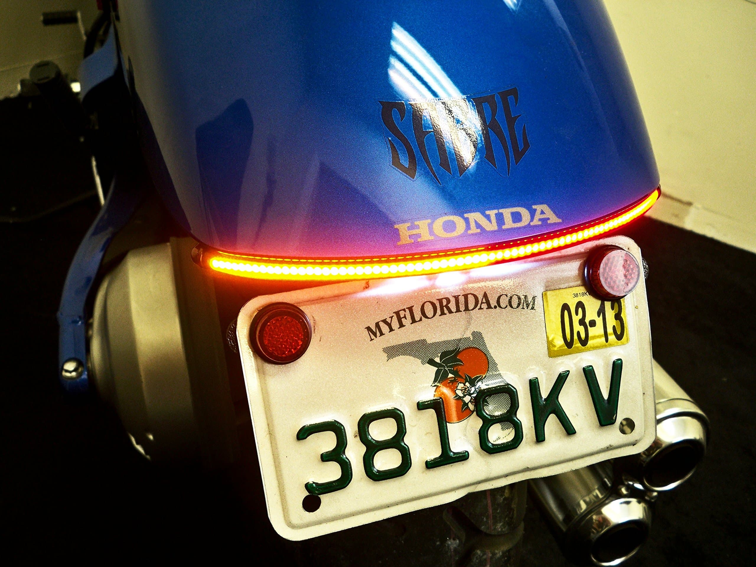 Fender Eliminator Integrated LED Taillight Kit with Tag Light and Bracket for Honda Sabre VT1300CS - Brake and Turn Signals - Smoked Lens