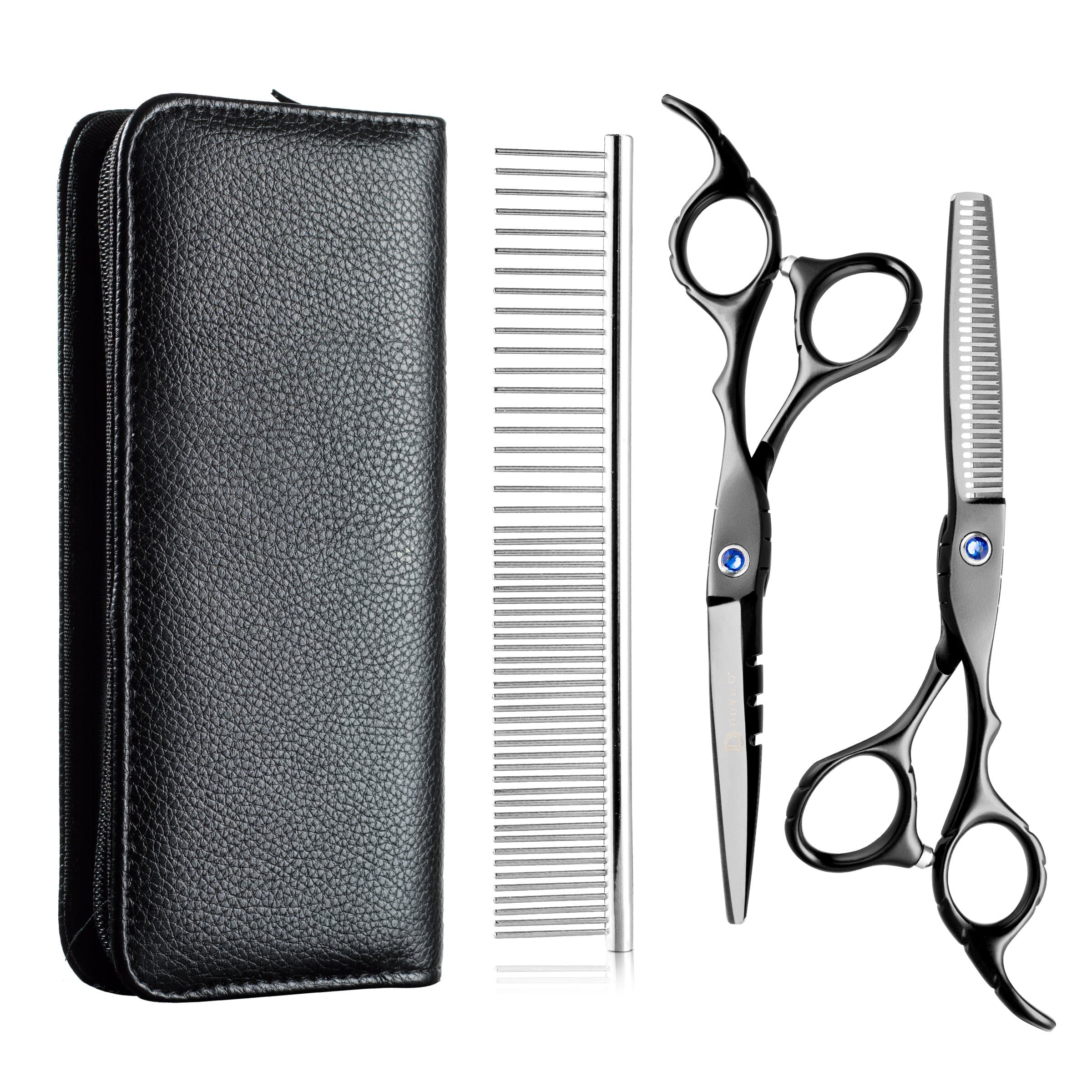 Hair Scissors Cutting Kit, Straight Scissors, Thinning Scissors, Comb and Carry Pouch Perfect For Cutting or Styling High Quality Give a Clean Cut for Barbers and Hair Stylists / 100% Stainless Steel