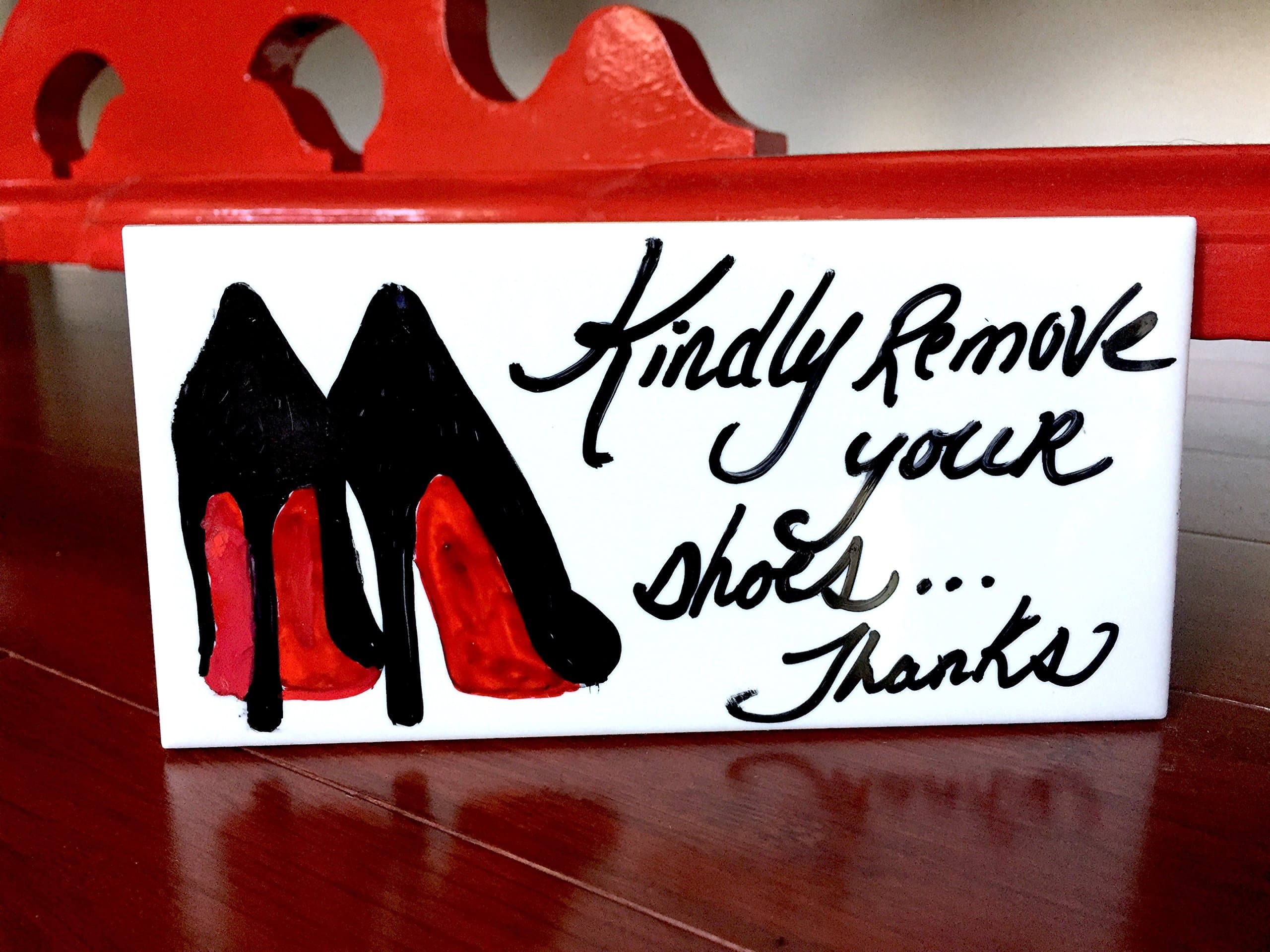 "Kindly Remove your Shoes" Ceramic Door Sign