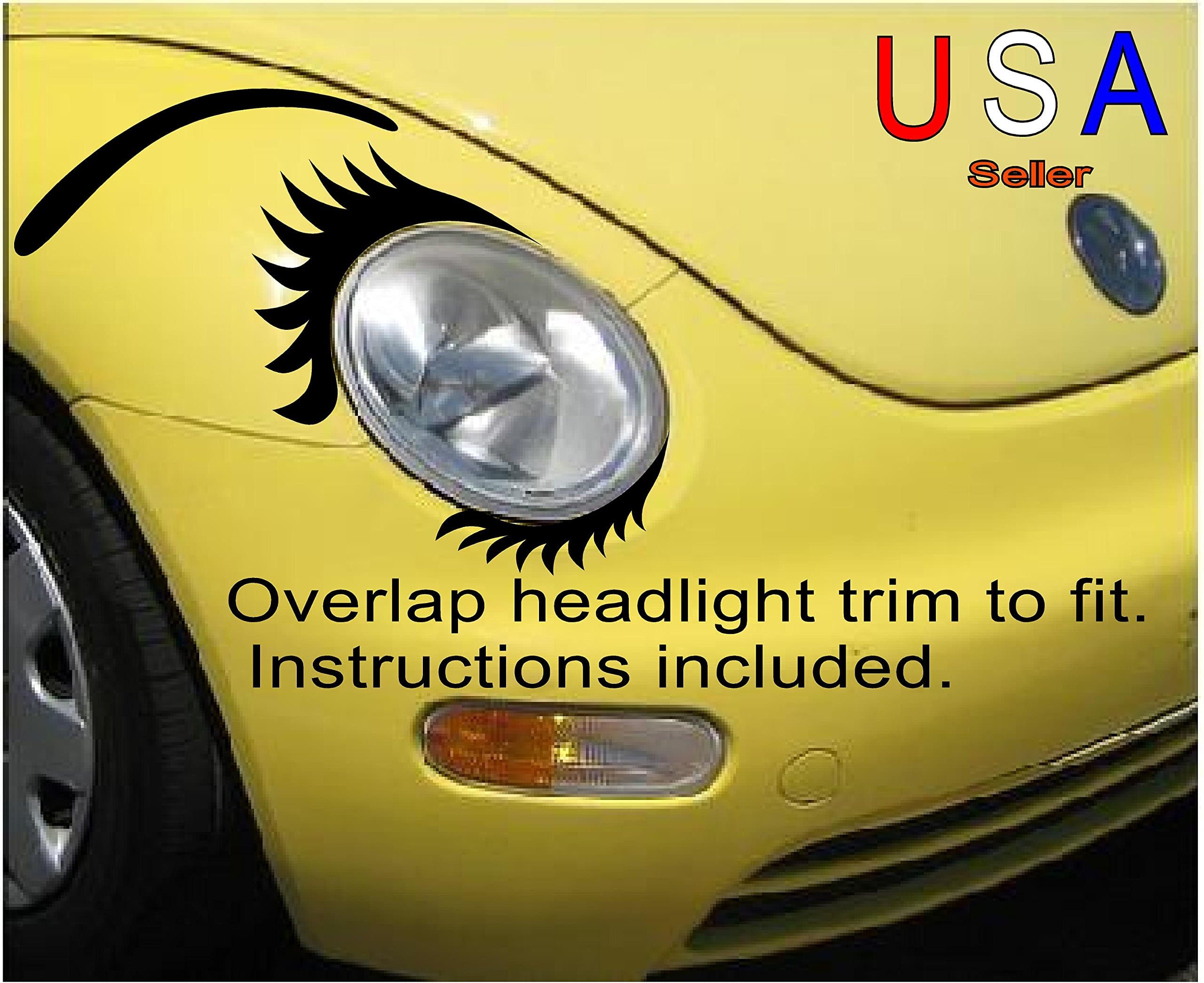 Car Eyelashes Set Lowers and Eyebrows Face for Headlight VW Bug USA Decal Sticker