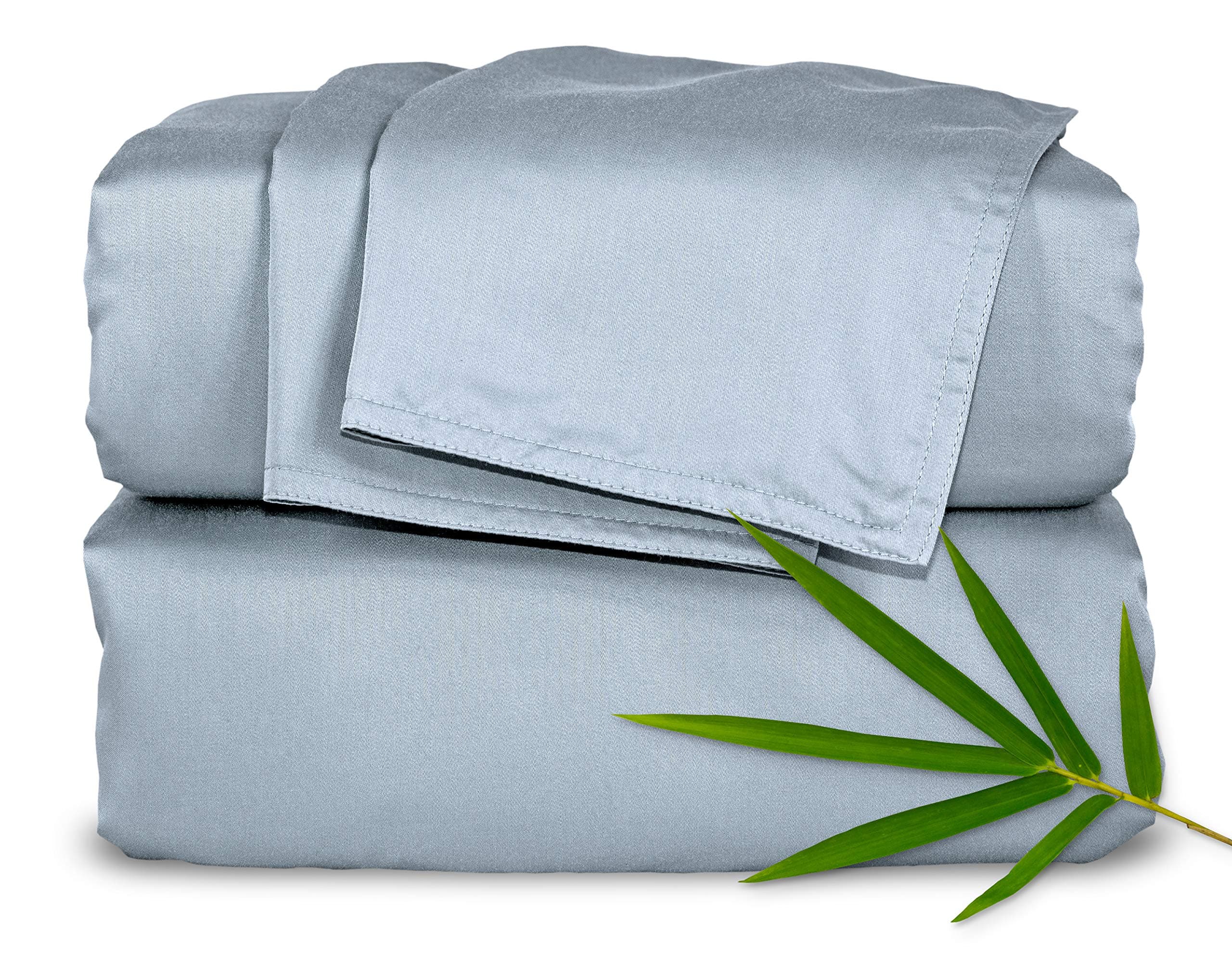 Full Sheets by Pure Bamboo, Genuine 100% Organic Viscose Derived from Bamboo Bed Sheet Set, Luxuriously Soft & Cooling, Double Stitching, Lifetime Quality Promise (Full, Sterling Blue)