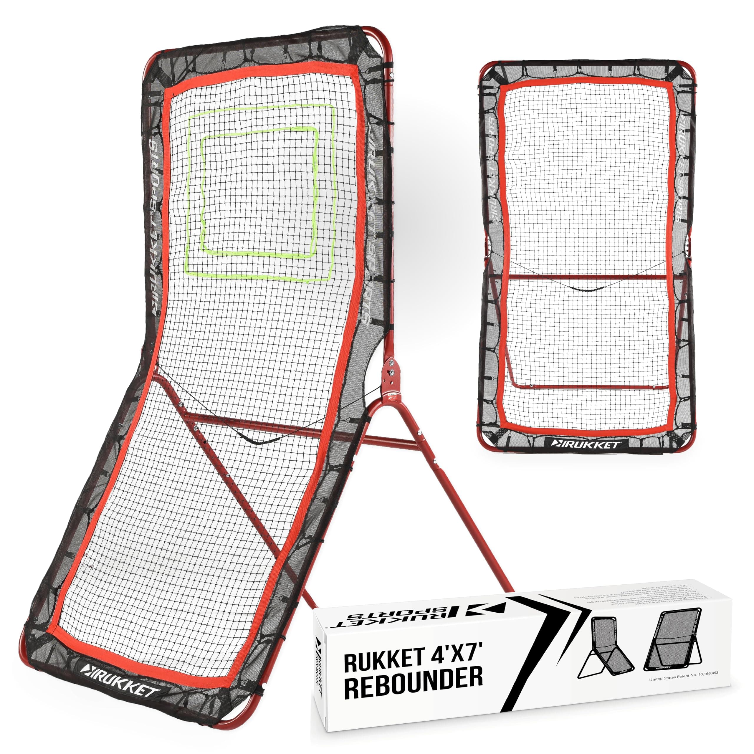 Rukket 4x7ft Lacrosse Rebounder for Backyard, Multiple Angle LAX Bounce Back Net, Practice Passing, Shooting, Fielding