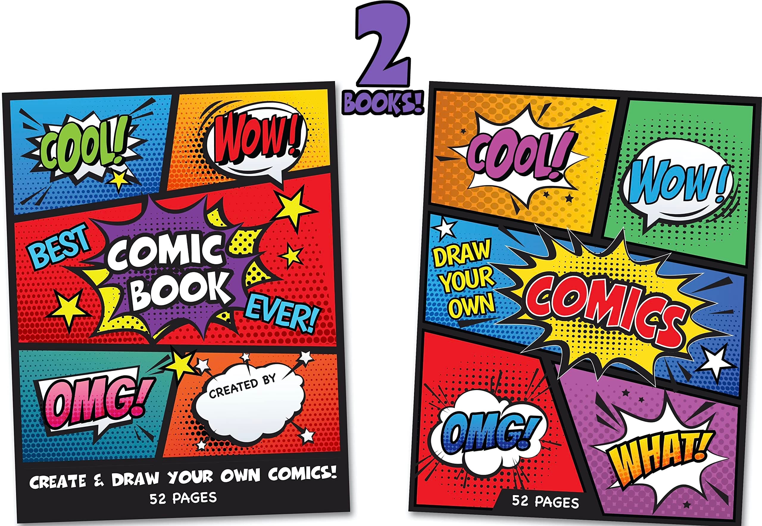 Twerp Blank Comic Book | Set of 2 | Create Your Own Comics and Cartoons with 5 Comic Templates | Blank Books for Kids | Creative Gift Idea | Road Trip Essentials