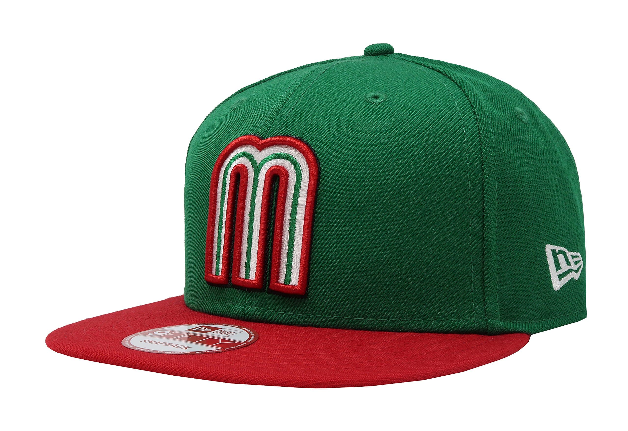 New Era 9Fifty Snapback Mexico WBC Hat Cap One Size Fits Most Men (Green/RED, 1)