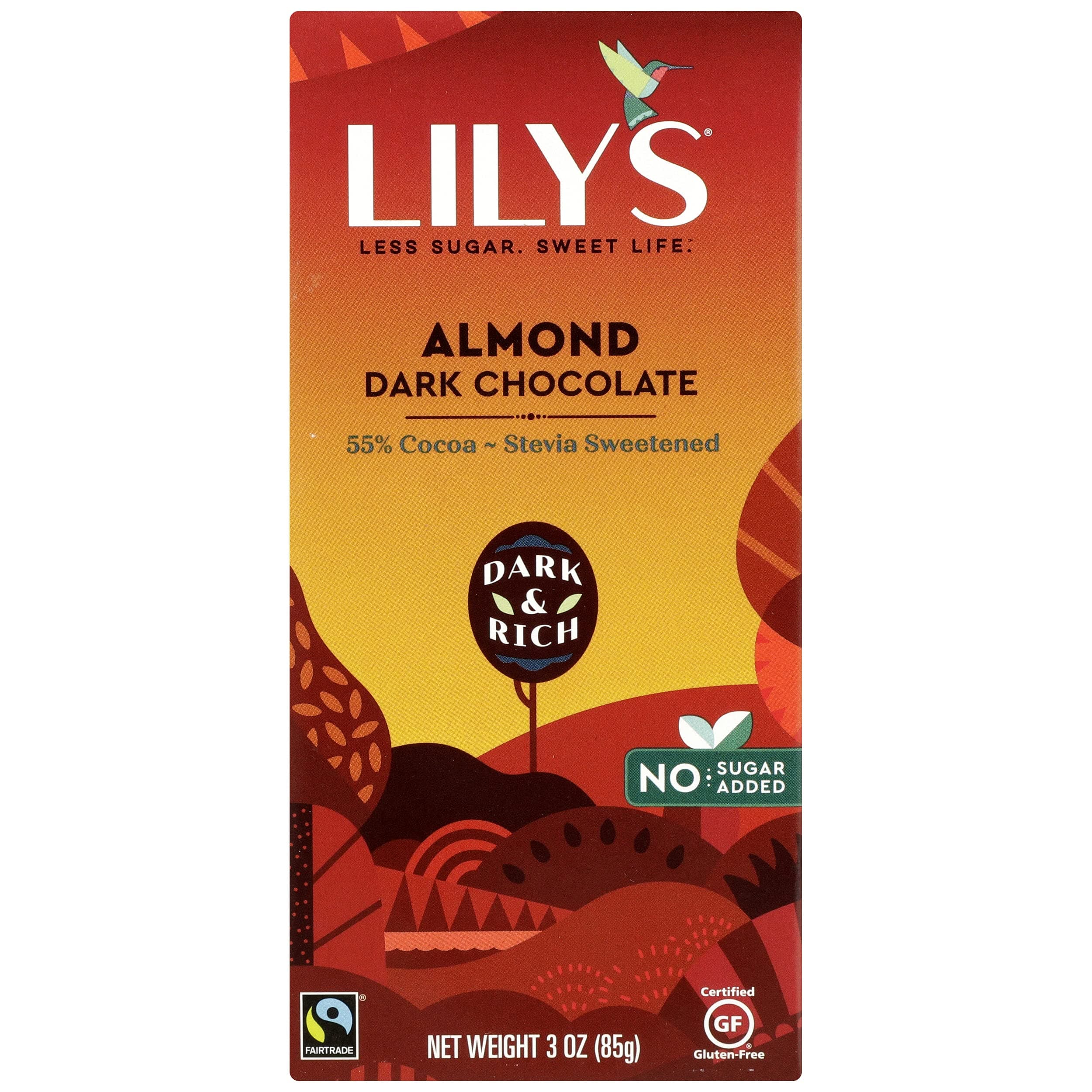 Lily's Sweets Almond Dark Chocolate Bar, 3 oz