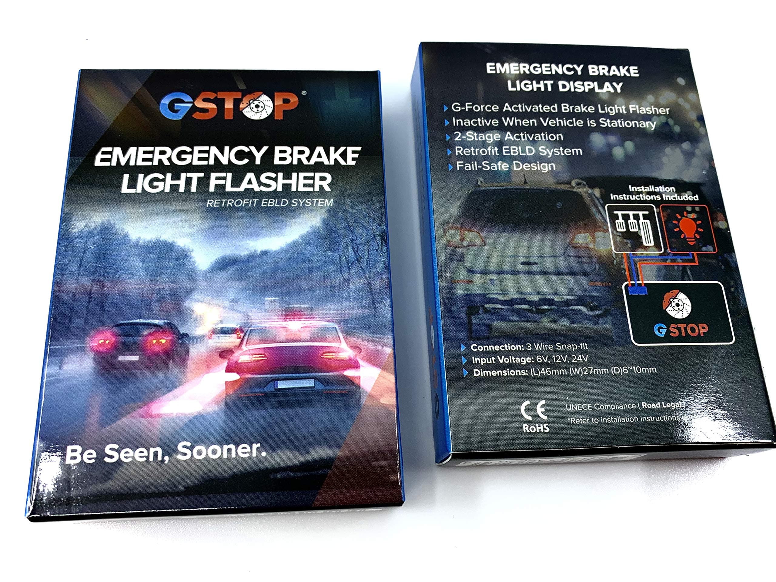 GSTOP ® G-Force Brake Light Flasher - Accelerometer EBLD Brake Force Warning System (Emergency Brake Light Display)