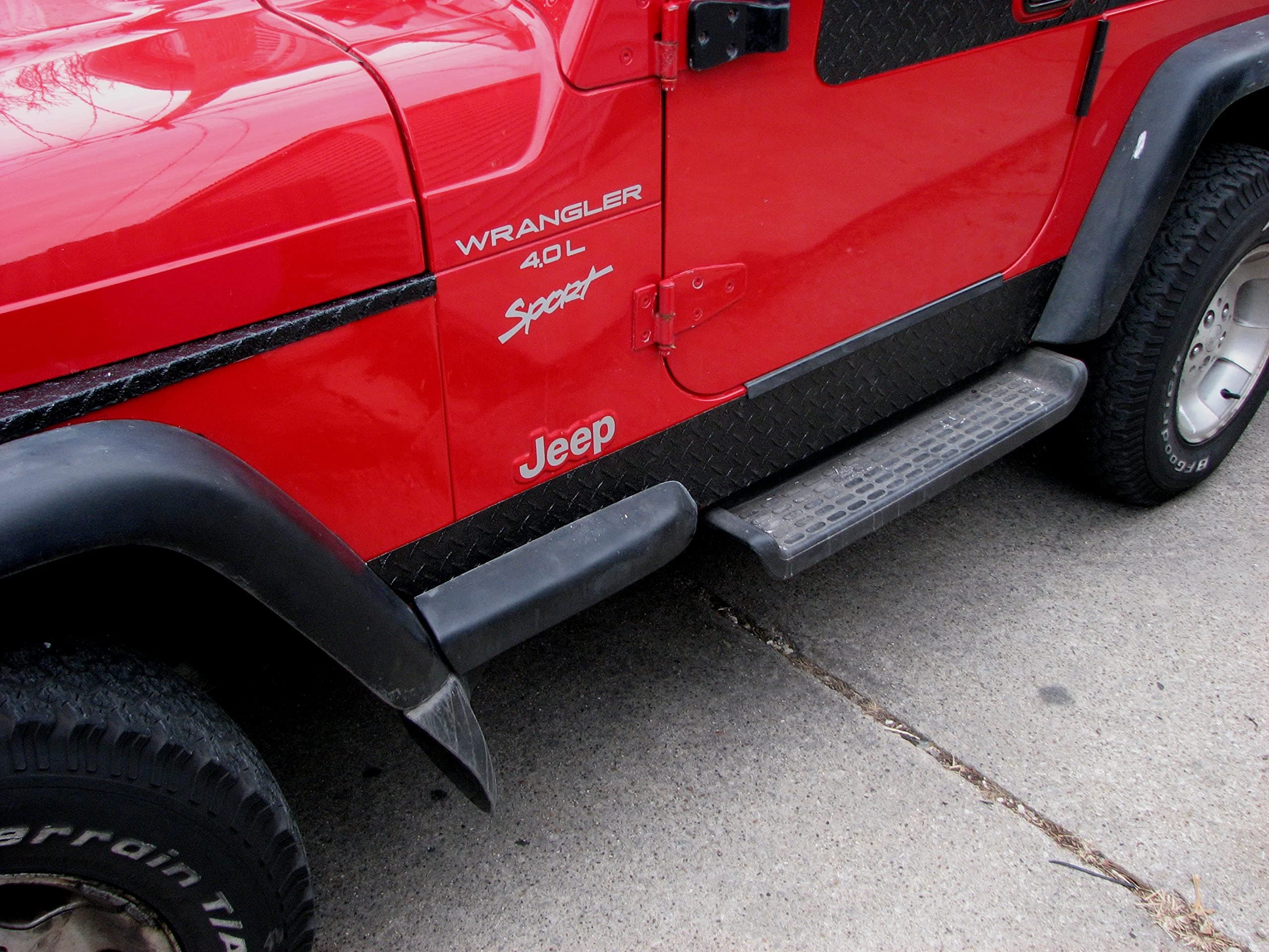 Jeep TJ Diamond Plate Black Side Rocker Panel Set of 2, 5 3/4 Wide, Off-Road Style, Aluminum, Black