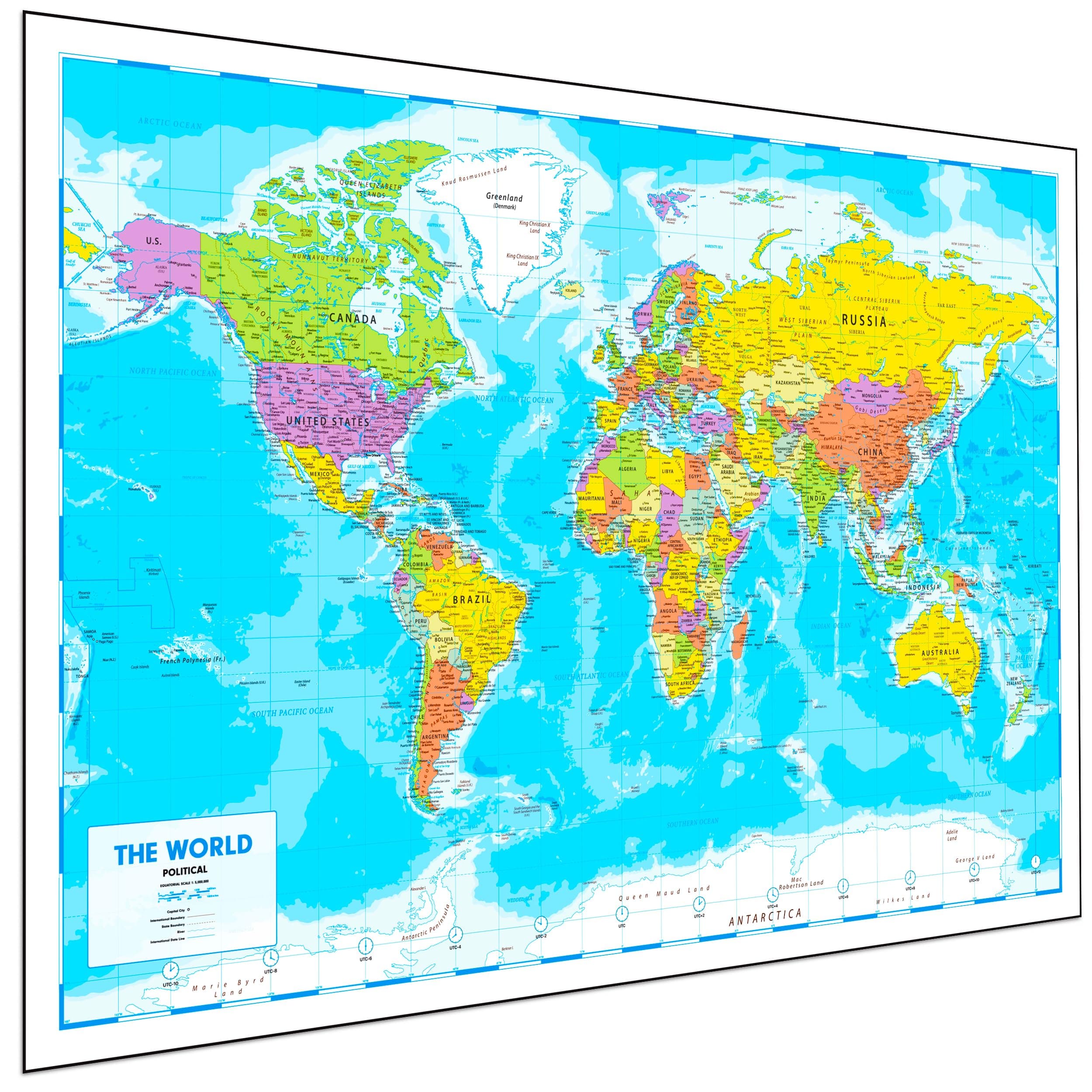 World Map Poster for Wall – 84 x 60cm 2026 Large Map of World Wall Art Atlas - Classroom or Geography Gift