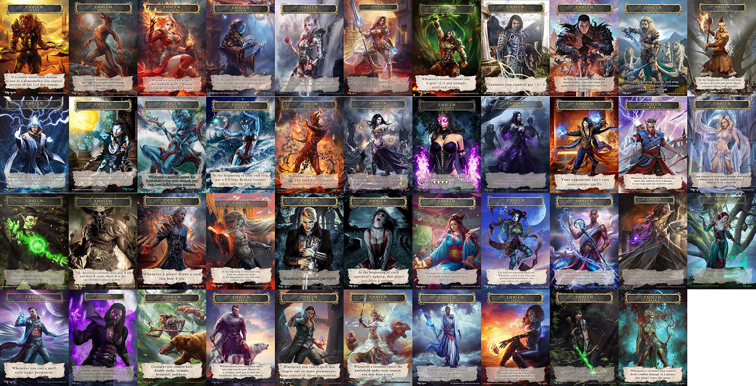 Full Set of Custom Emblems MTG