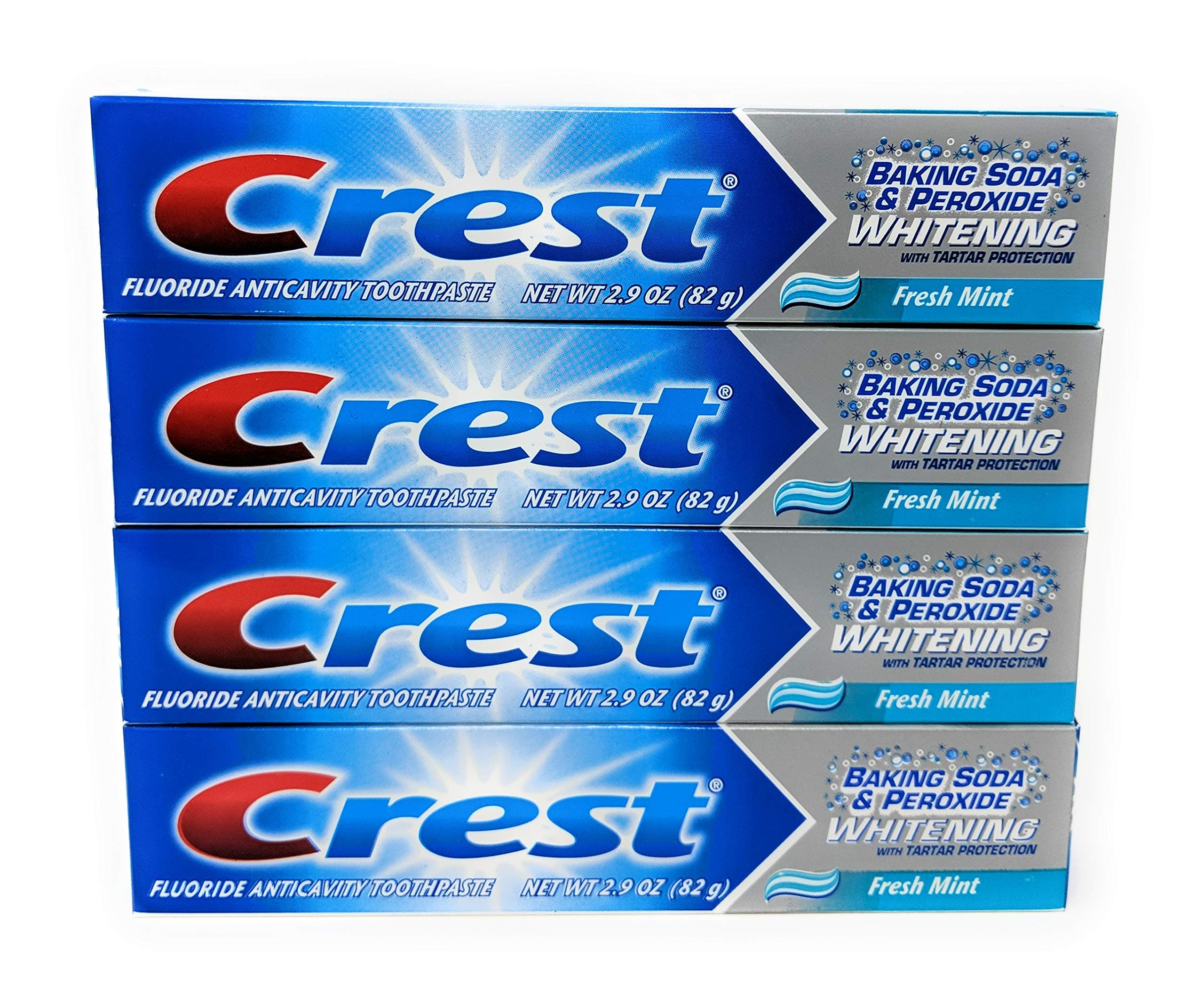 CrestBaking Soda Peroxide Whitening Tartar Toothpaste, 2.9 Oz, Fresh Mint, Pack of 4