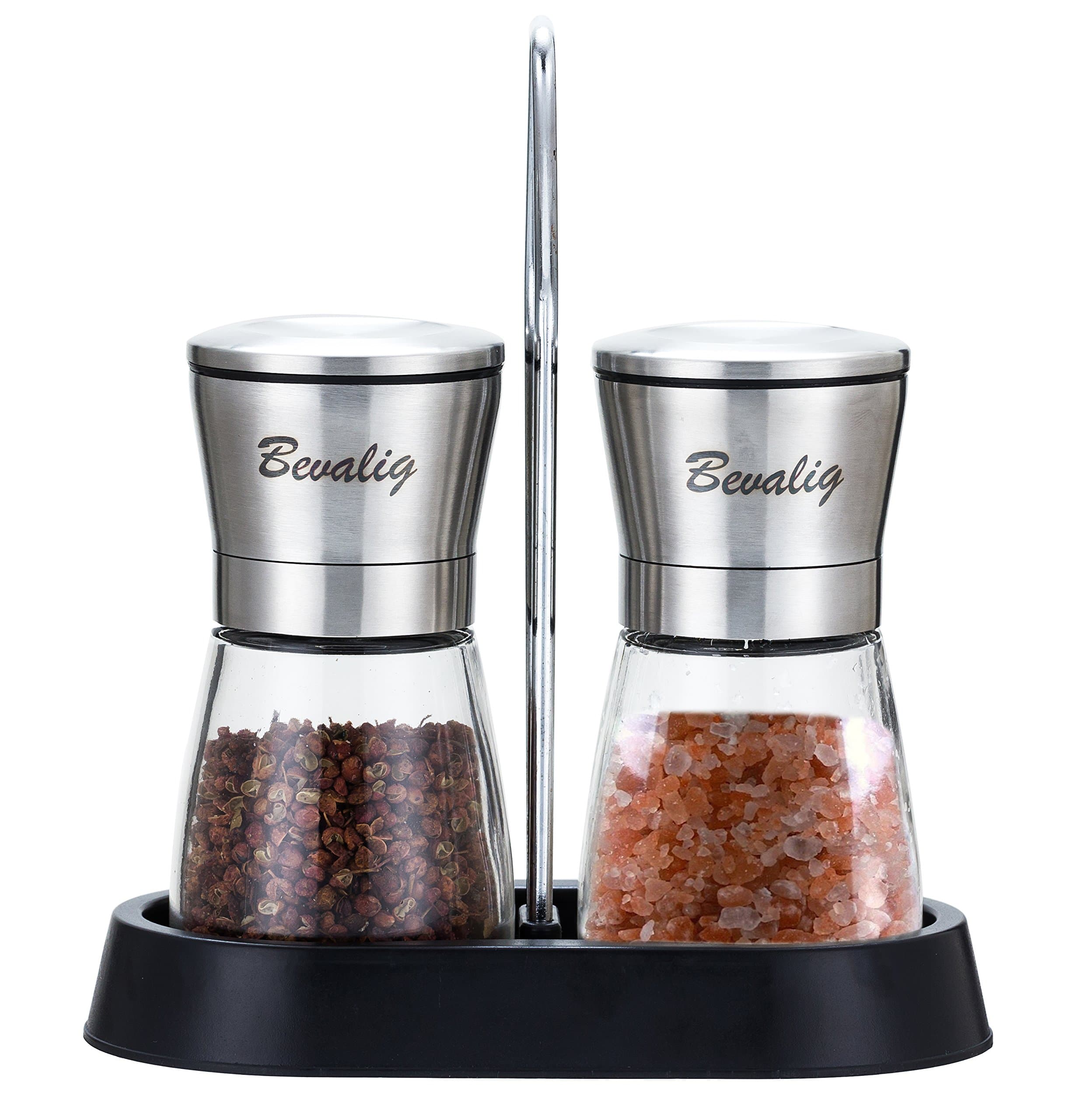 Salt and Pepper Grinder Set with BONUS Stand - Adjustable Coarseness Spice Grinder Mill Shaker - THIS WEEK ONLY DEAL-LIMITED QUANTITY SALE-12.95