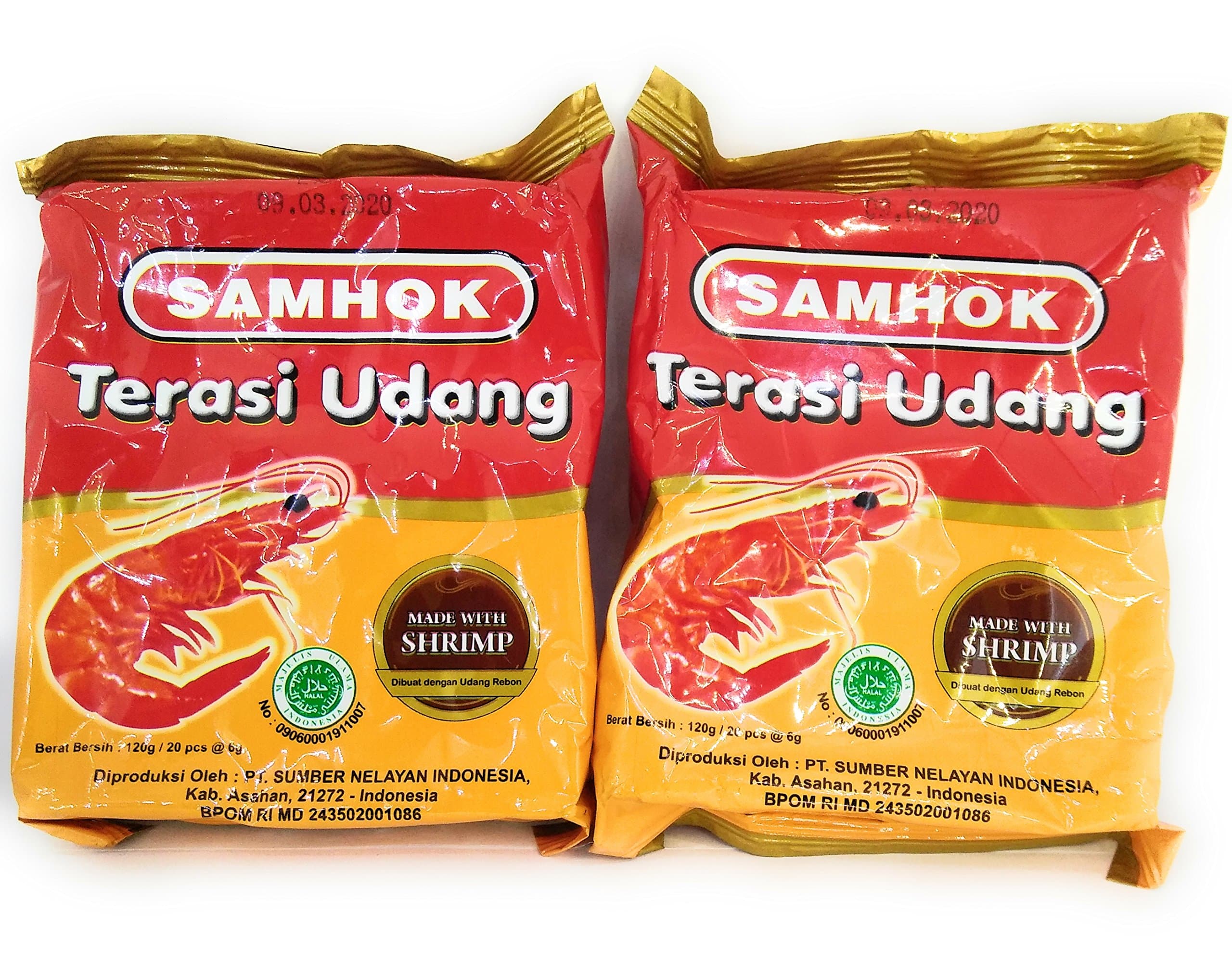 Samhok Terasi Medan Asli single use type 20-ct @6g , 120 Gram (Pack of 2)