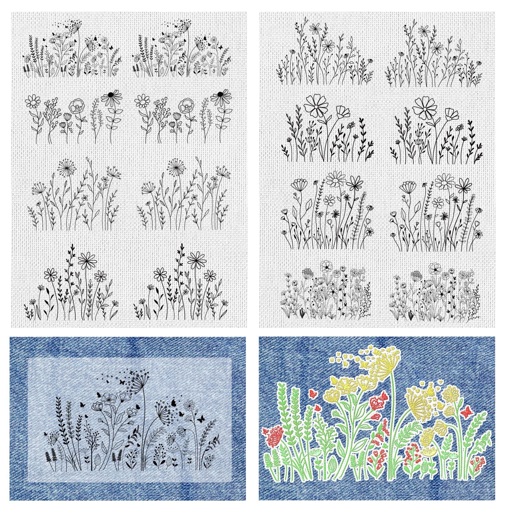 16 Pcs Water Soluble Embroidery Patterns Stabilizers, Stick and Stitch Embroidery Transfers Paper Tear Away Embroidery Stabilizer with Wildflower Patterns for Embroidery Hand Sewing Lover (Wildflower)