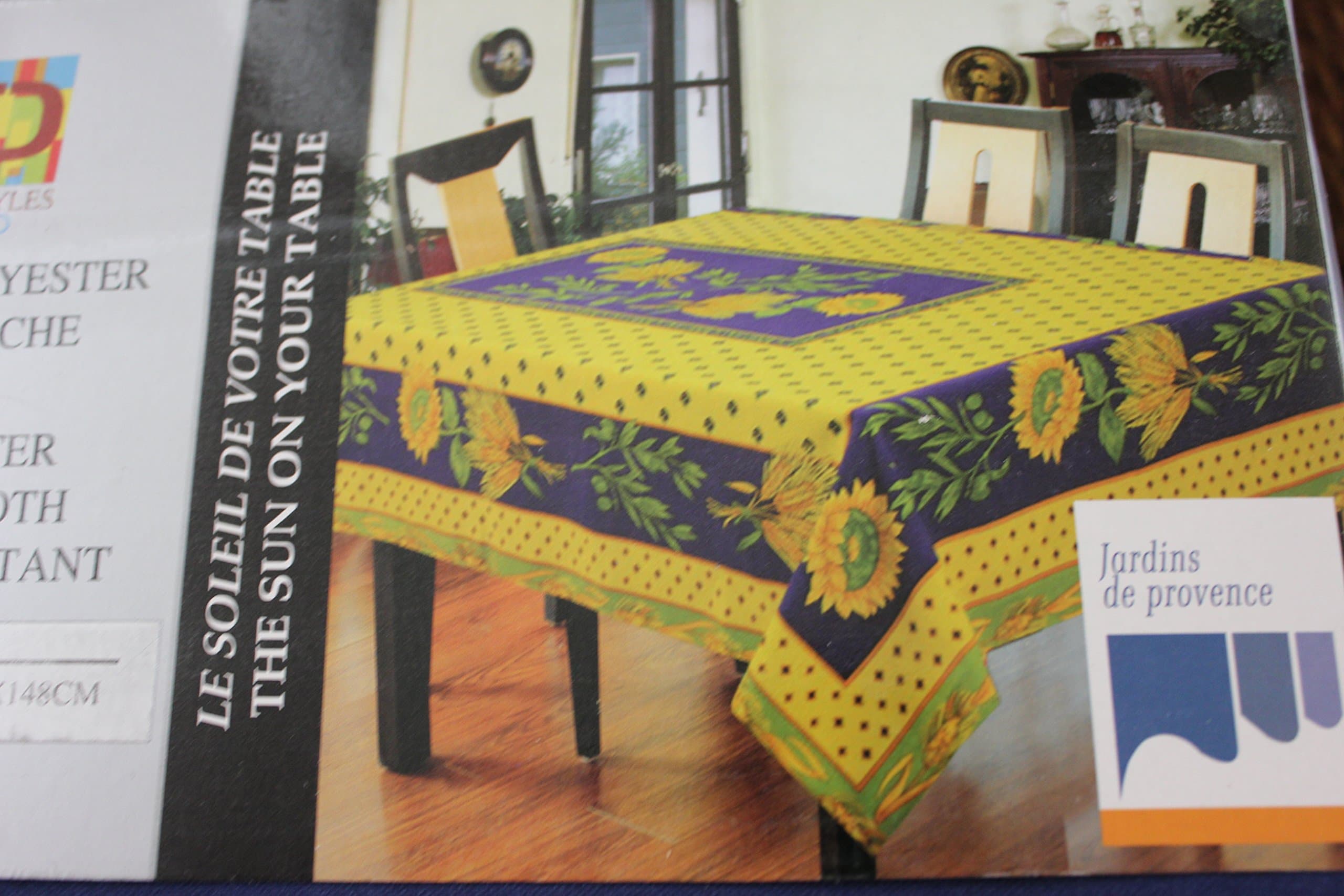 Texstyles DecoStain Resistant Tablecloth- 100% Polyester- Easy Care (Vence Yellow, Rect 58"x78")