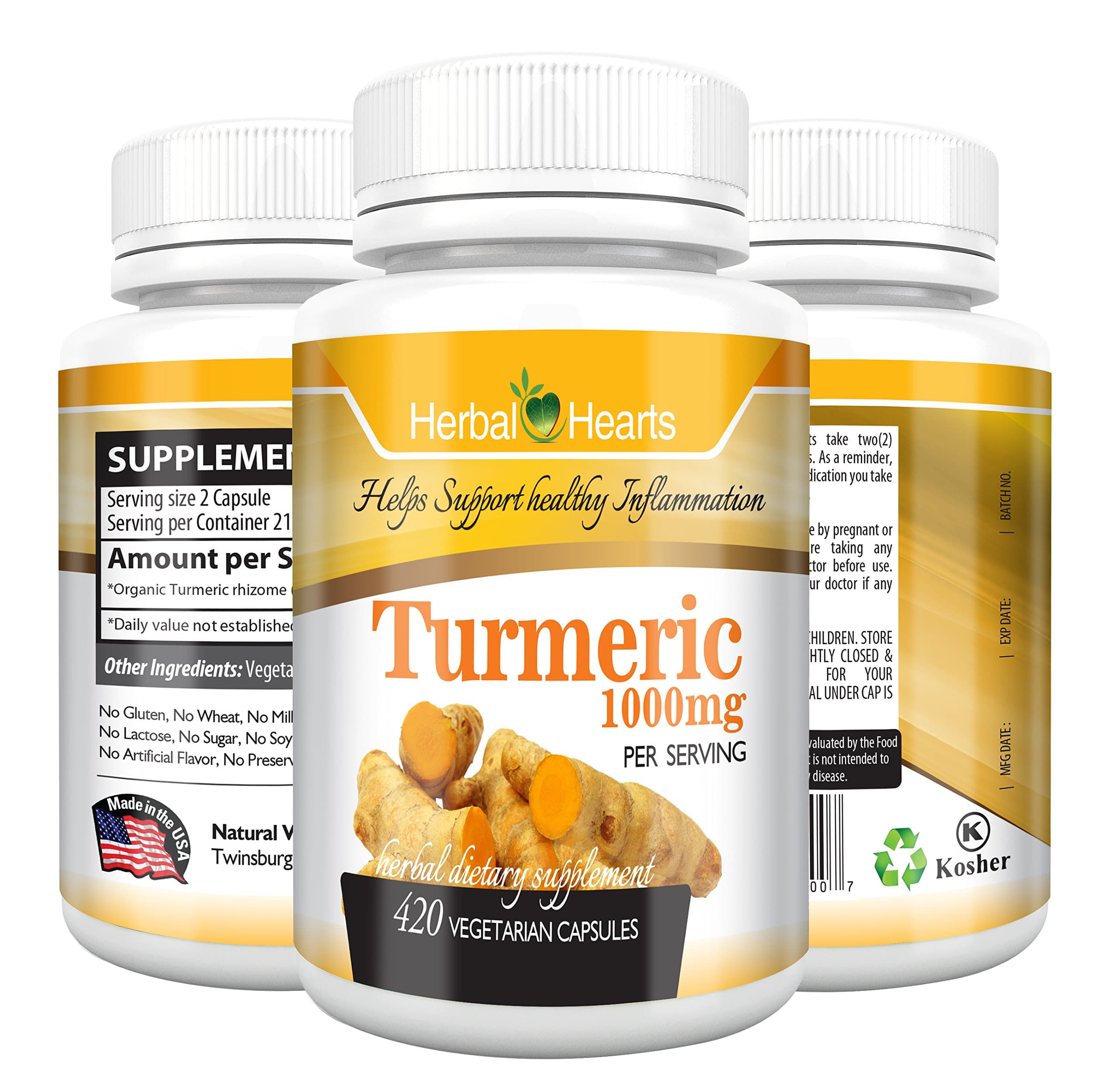 Turmeric/Tumeric Curcumin Capsule 1000mg per Serving - Organic and Natural (420 Capsules)