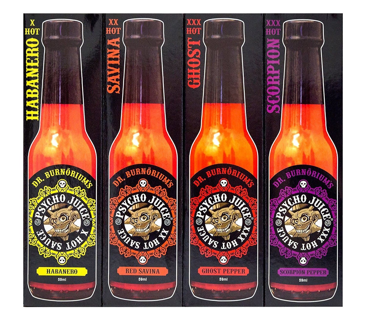 Psycho Juice Mini Four Pack Chilli & Hot Pepper Sauce 59 ml (Pack of 4)