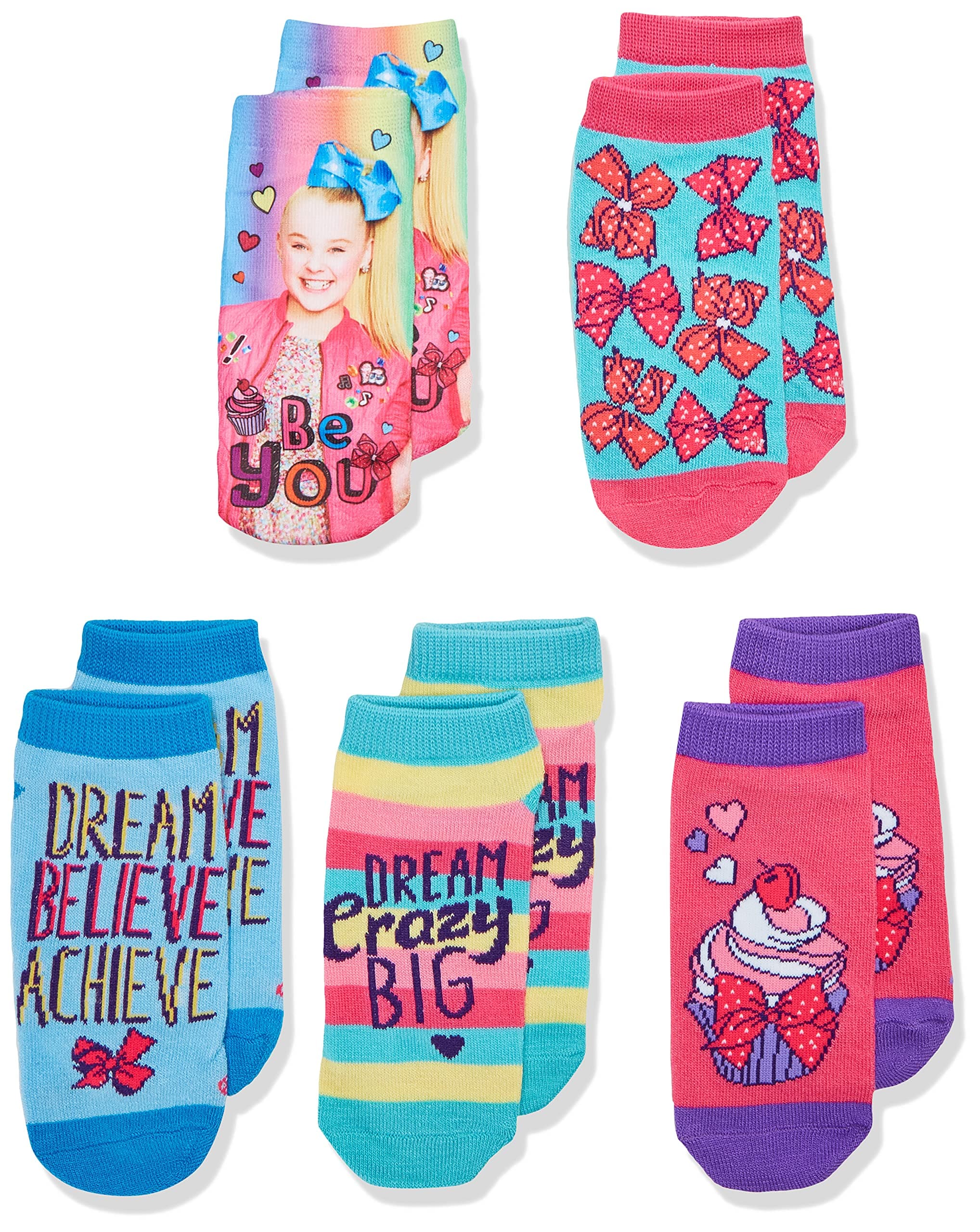 JoJo Siwa Girls' 5 Pack Shorty Socks