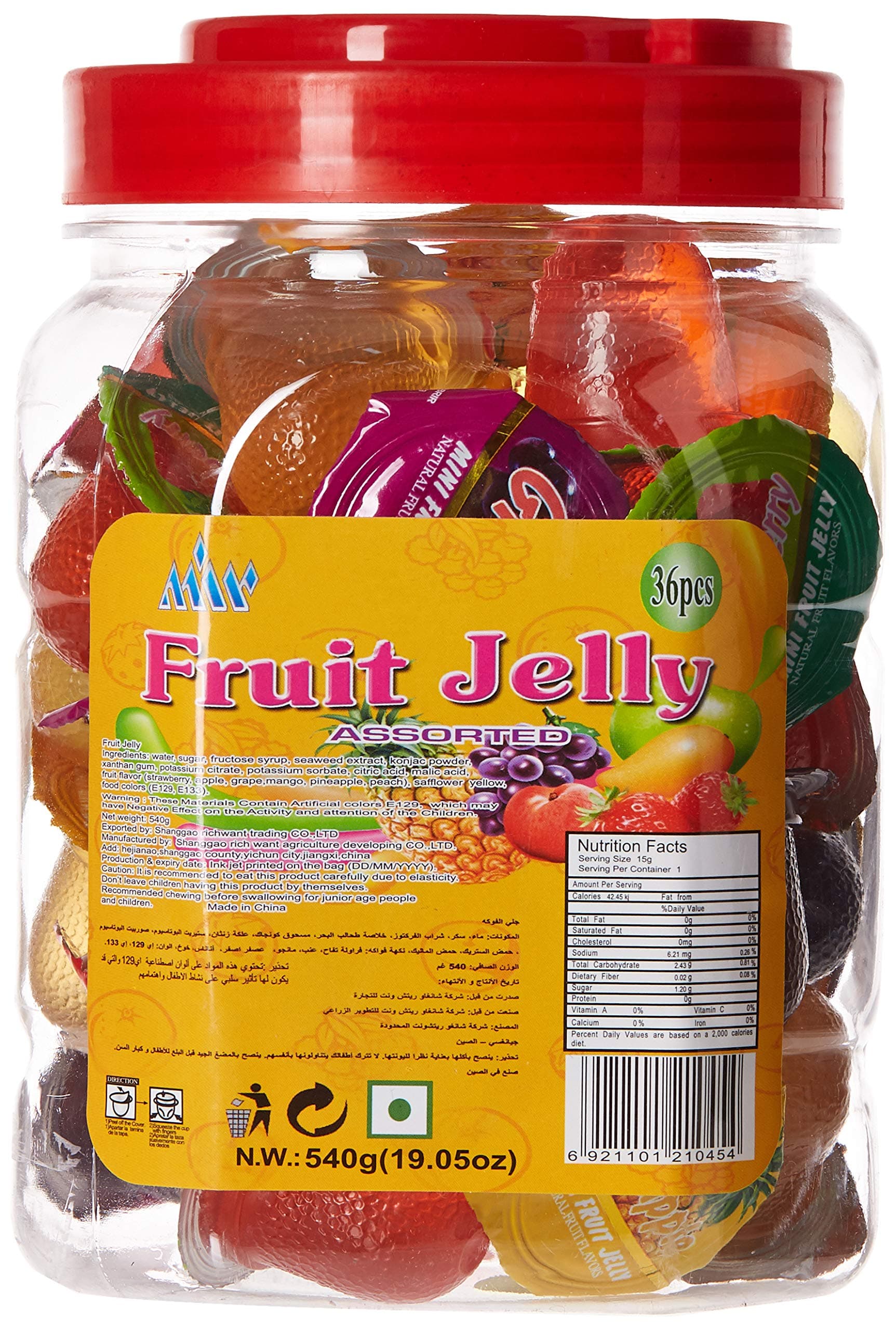 Mir Assorted fruit jelly, 15 gm ,pack of 36
