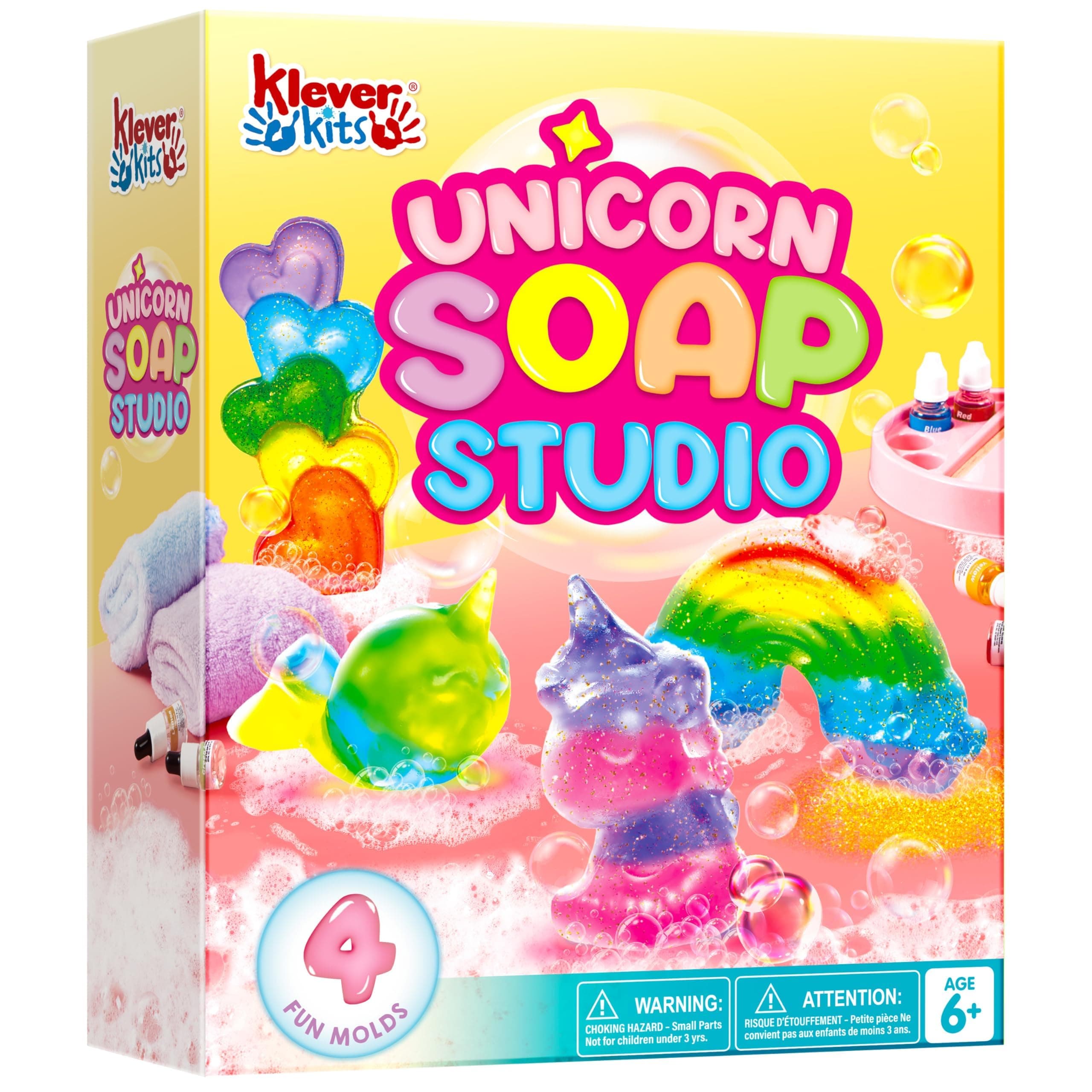 Klever Kits Soap Making Kit - Make Your Own Soap - DIY Unicorn Soap with 4 Molds, Spa Science Kit for Kids, Toddlers Gift Toy, 6+ Girls Birthday Gift