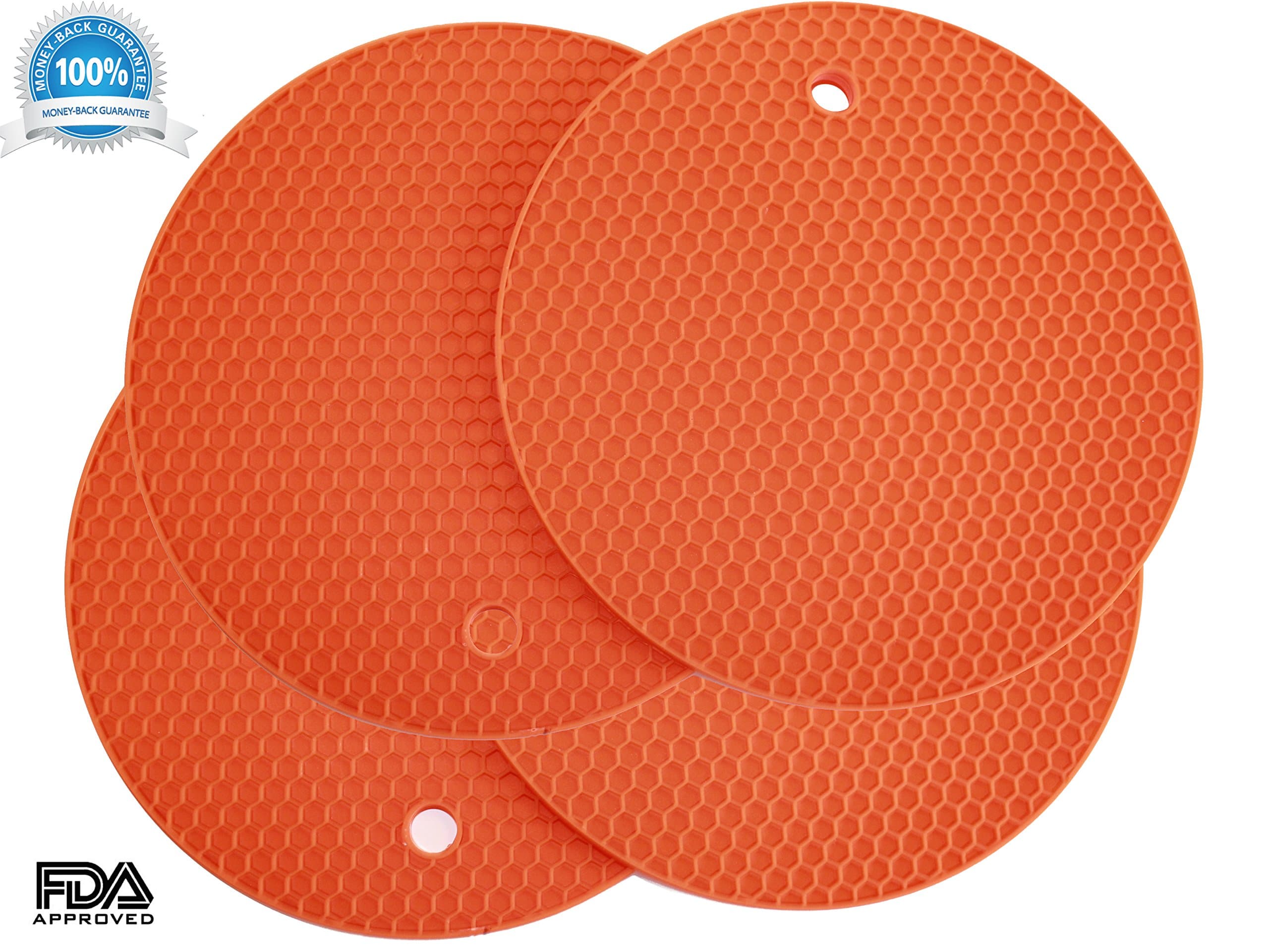 Silicone Multipurpose Kitchen Tool: Pot Holders, Trivet, Jar Opener, Large Coaster, Spoon Rest, Flexible, Durable, Heat Resistant Mat (4 Pack, Orange)