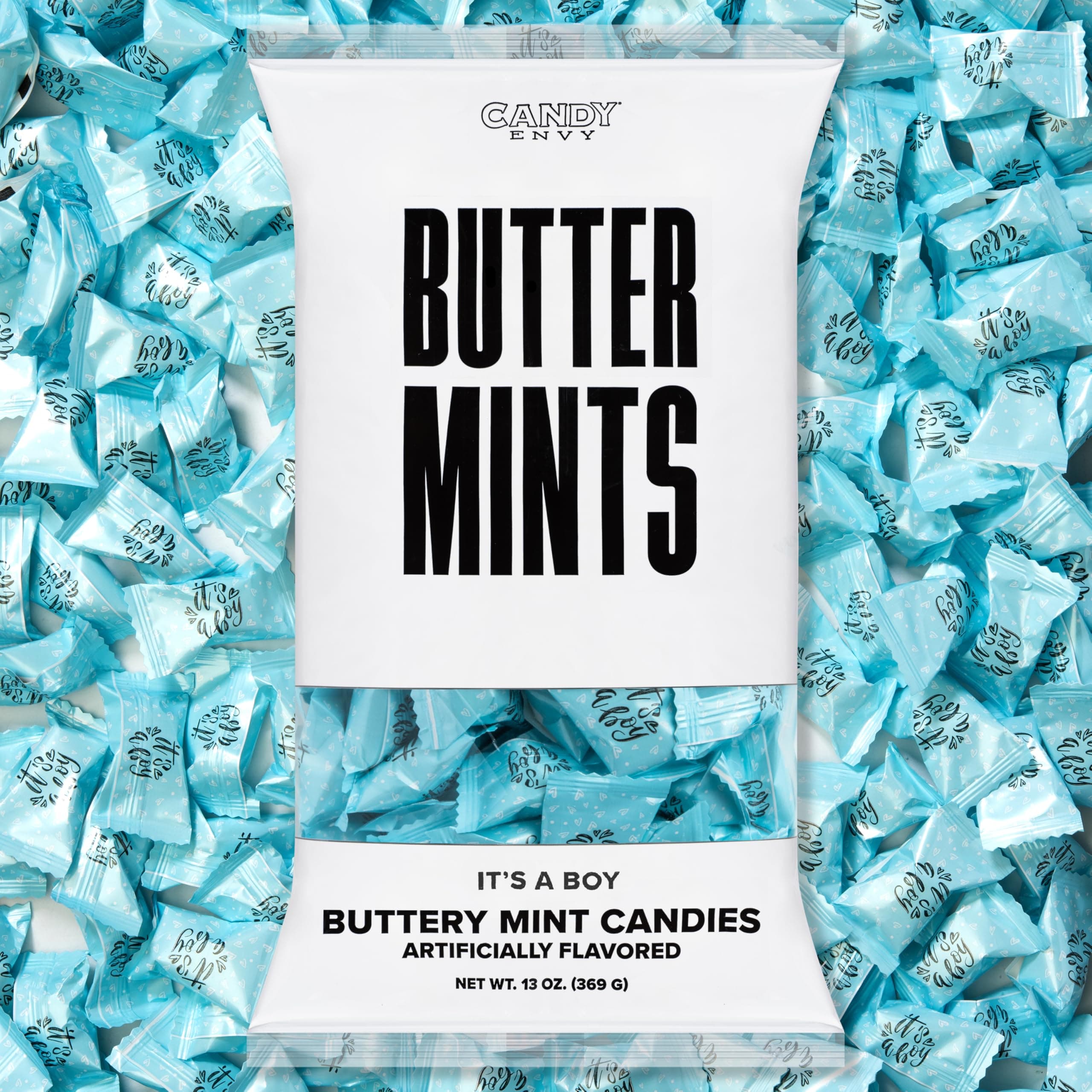 It's a Boy Buttermints - 13 oz. Bag - 100 Individually Wrapped Candy Mints - Baby Shower Party Favors